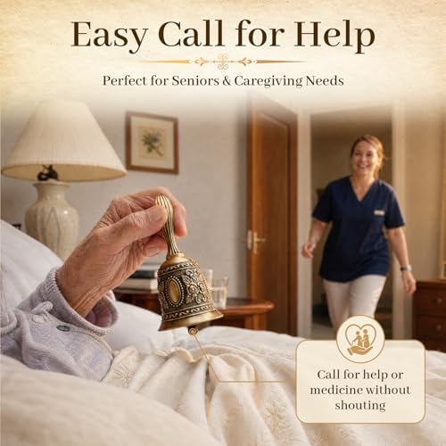 Thumbnail 3 de DomeStar Vintage Brass Hand Bell — Elegant Victorian-Style Call Bell for Bedside, Events, and Holiday Gatherings