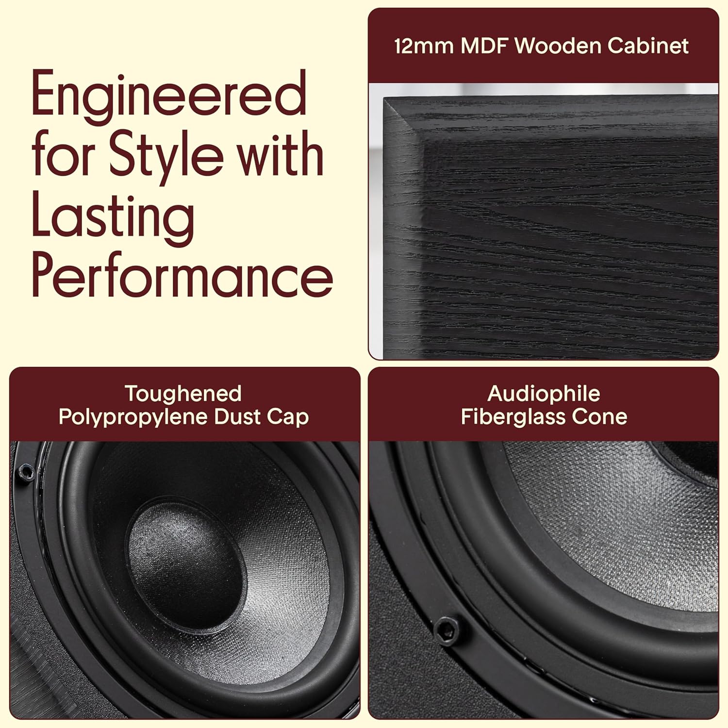 Thumbnail 3 de Pyle Bookshelf Speakers Passive Hi-Fi – 16.5 cm Stereo Speakers with Wall Mount Brackets (200W Max) for Turntables, Vinyl & Home Audio
