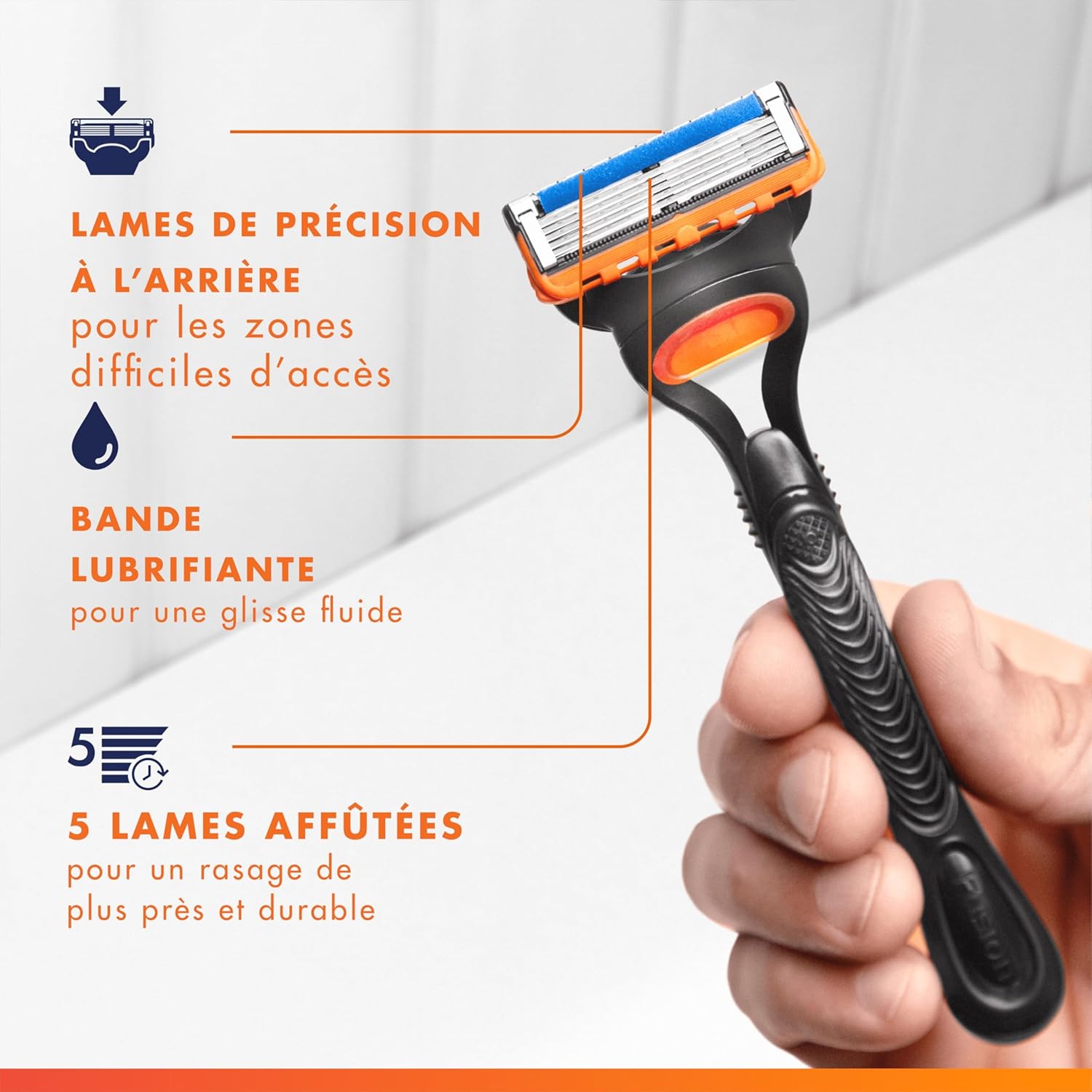 Thumbnail 5 de Rasoir Gillette Fusion5 pour homme : manche réutilisable + recharge avec bande lubrifiante