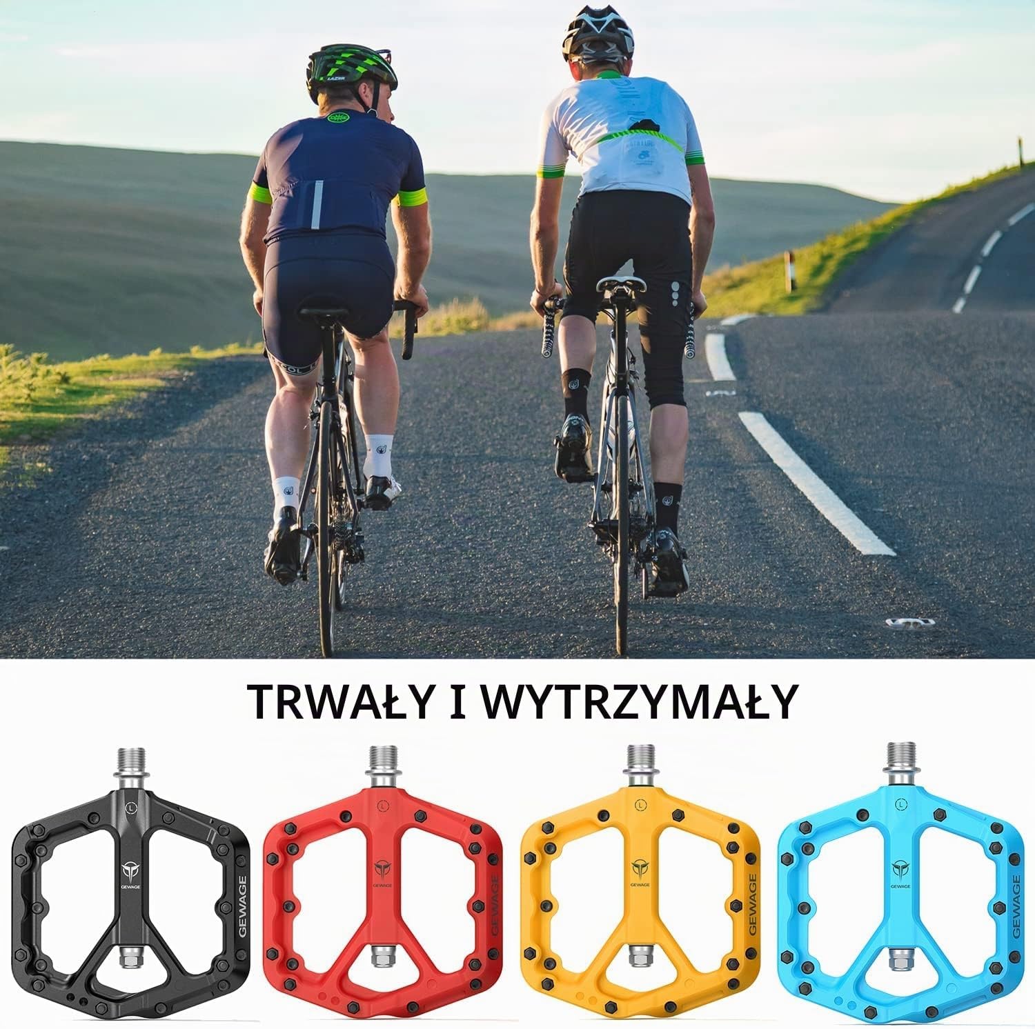 Thumbnail 6 de GEWAGE pedały platformowe MTB z nylonu, szeroka platforma i stalowe piny