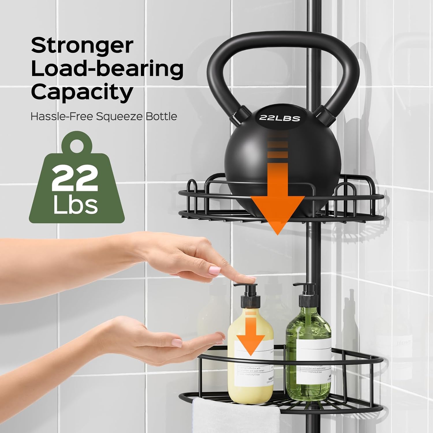 Thumbnail 1 de HAMITOR 4-Tier Tension Shower Caddy