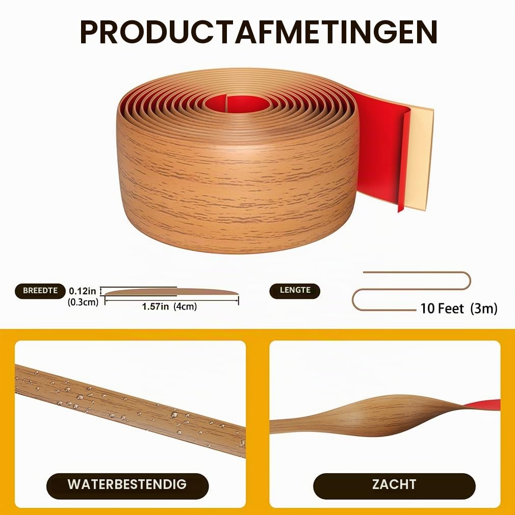 Detalle 2 de FFPMYF FF005-Pear Brown-3M zelfklevend overgangsprofiel met structuur
