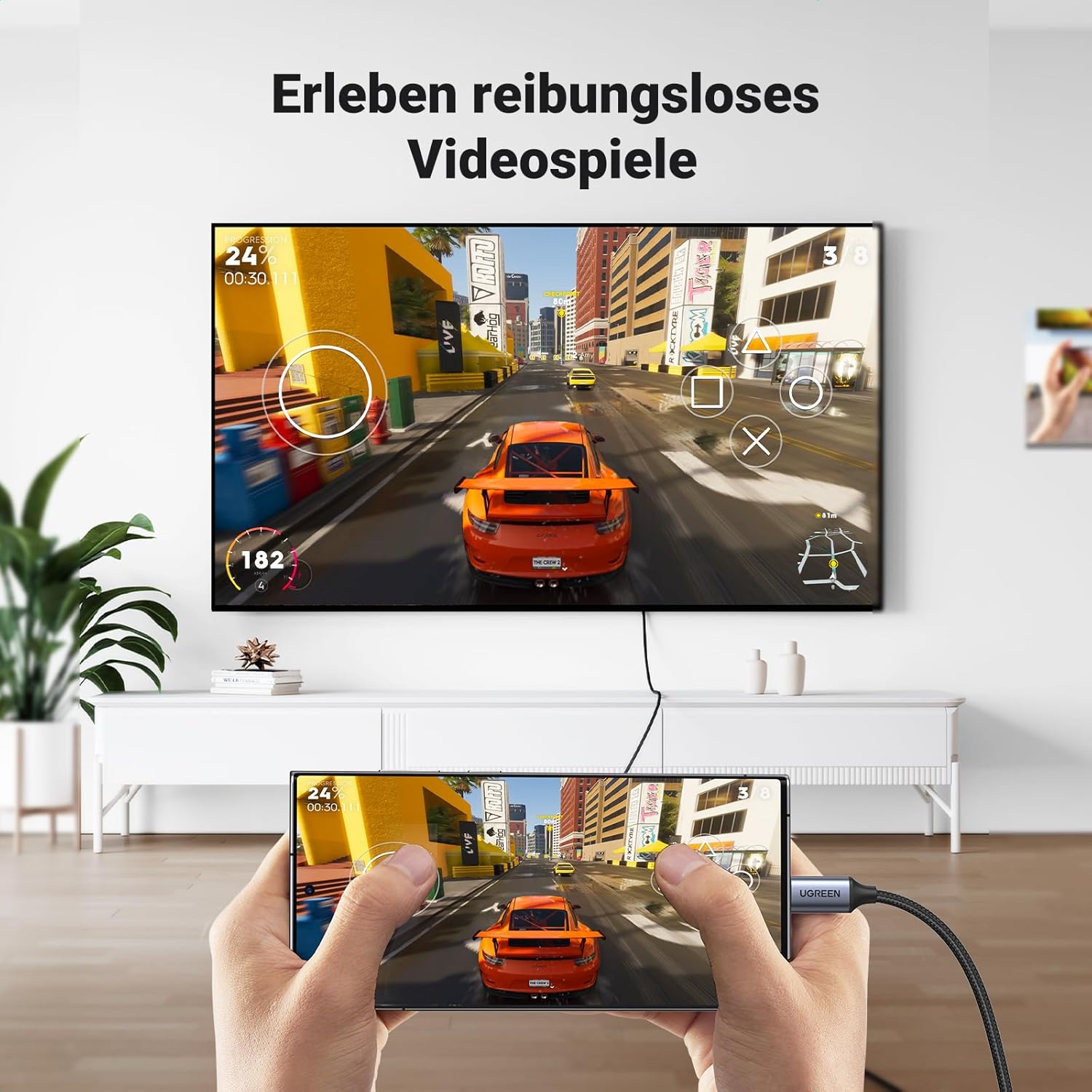Thumbnail 6 de UGREEN USB-C auf HDMI Kabel 4K60Hz, 2 m – Thunderbolt 3/USB-C zu HDMI, geflochten, Aluminiumgehäuse