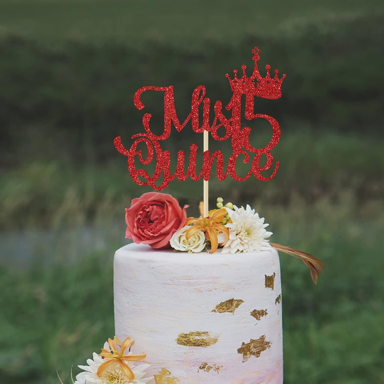 Thumbnail 1 de Mis Quince 15 Cake Topper, Red Glitter