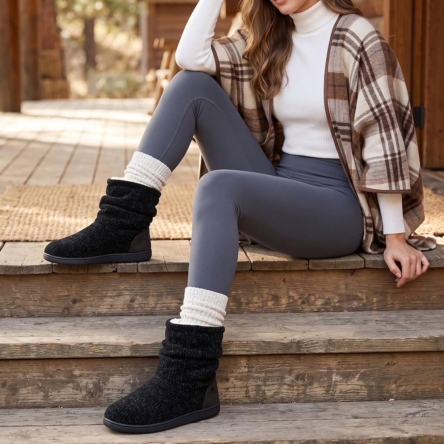 Detalle 2 de LongBay Women's Cozy Winter Slipper Boots Memory Foam