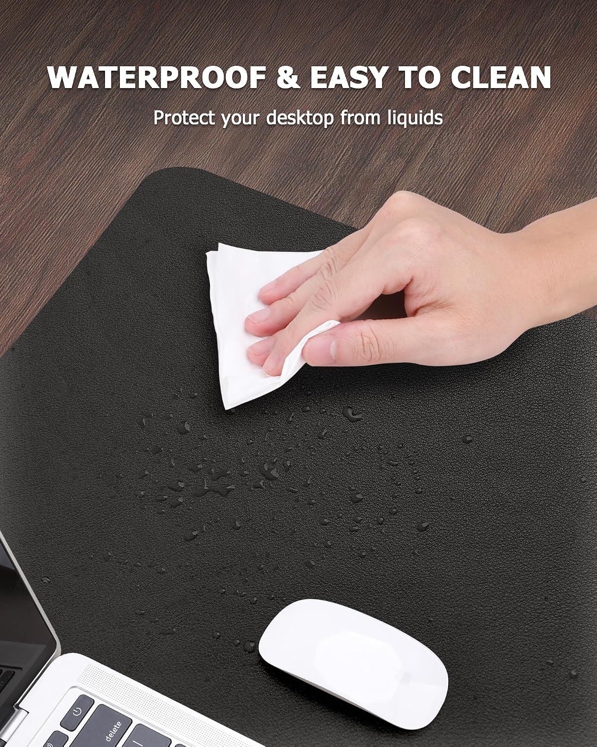 Detalle de MOLMO Non-Slip Desk Mat: Waterproof Leather Writing Pad (120 x 43 cm) – Large Desk Protector for Office & Home