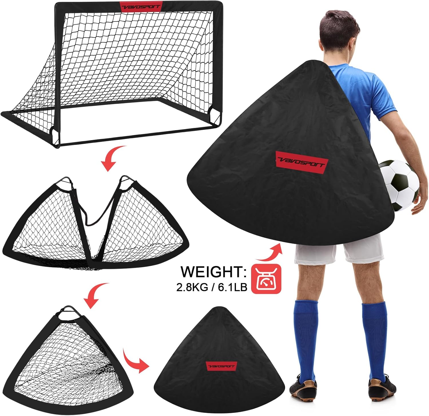 Thumbnail 3 de Kids Football Goals for Garden Set – 2 x 4ft x 3ft Portable Pop-Up Goals with Ball & Accessories