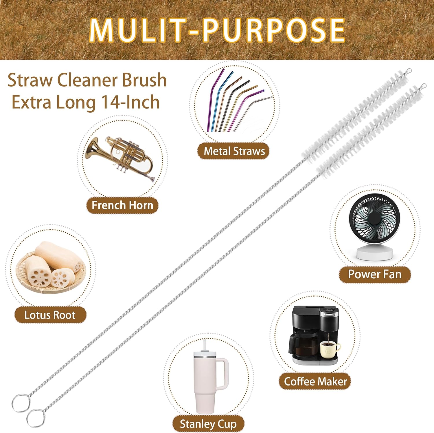 Thumbnail 6 de CIDYAUST Straw Cleaner Brush Extra Long 14 Inch – 8-Pack