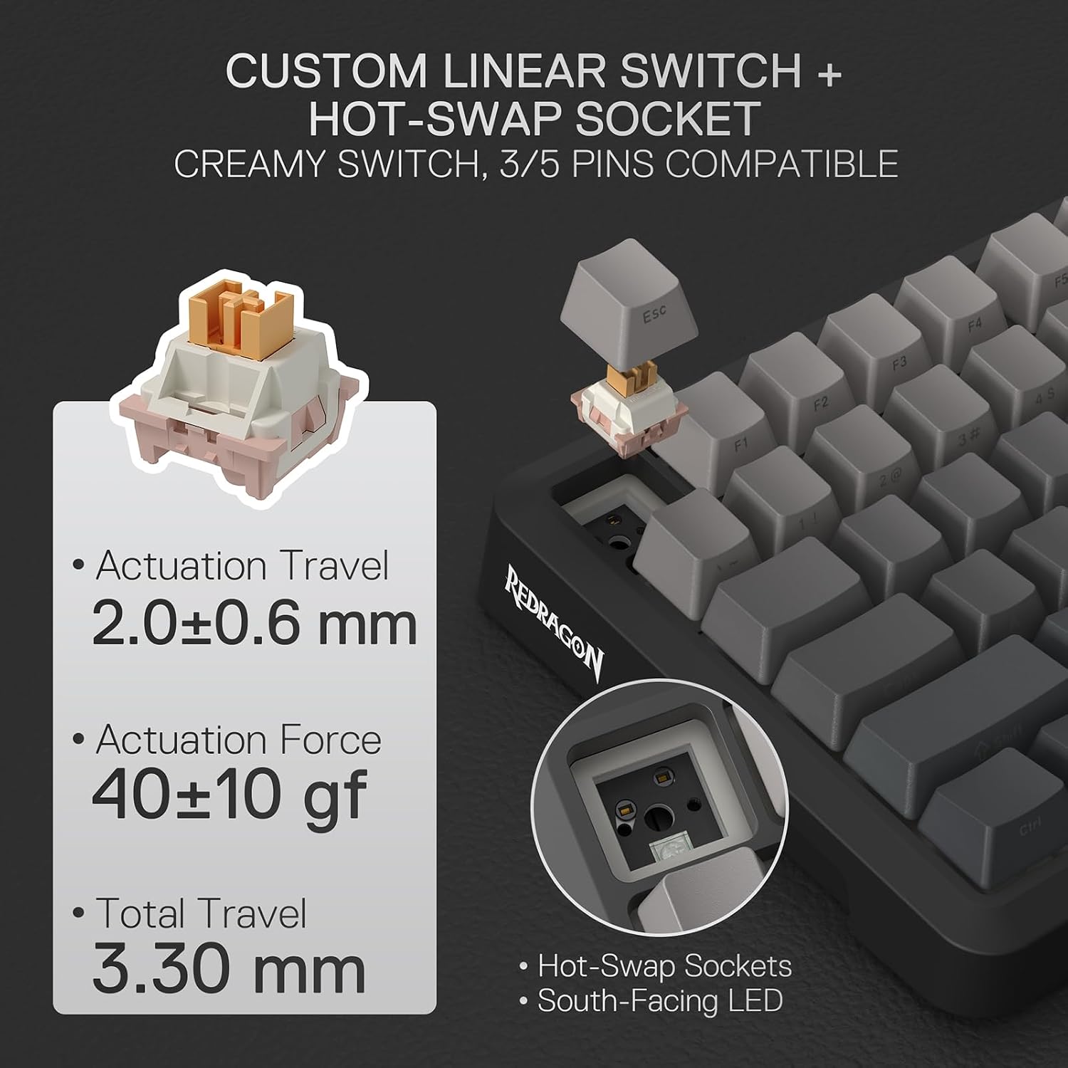 Thumbnail 6 de Redragon K724 PRO Behemoth 81-Key Wireless Gaming Keyboard with TFT Display