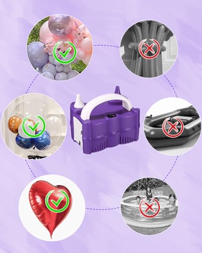 Detalle 2 de Inflador de globos eléctrico Yulado 400W: bomba portátil de doble boquilla para fiestas