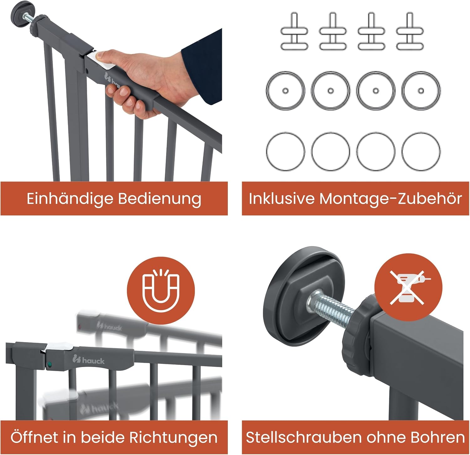 Thumbnail 4 de hauck Türschutzgitter, selbstschließend, flacher Einstieg, Dark Grey – 75–80 cm ohne Bohren