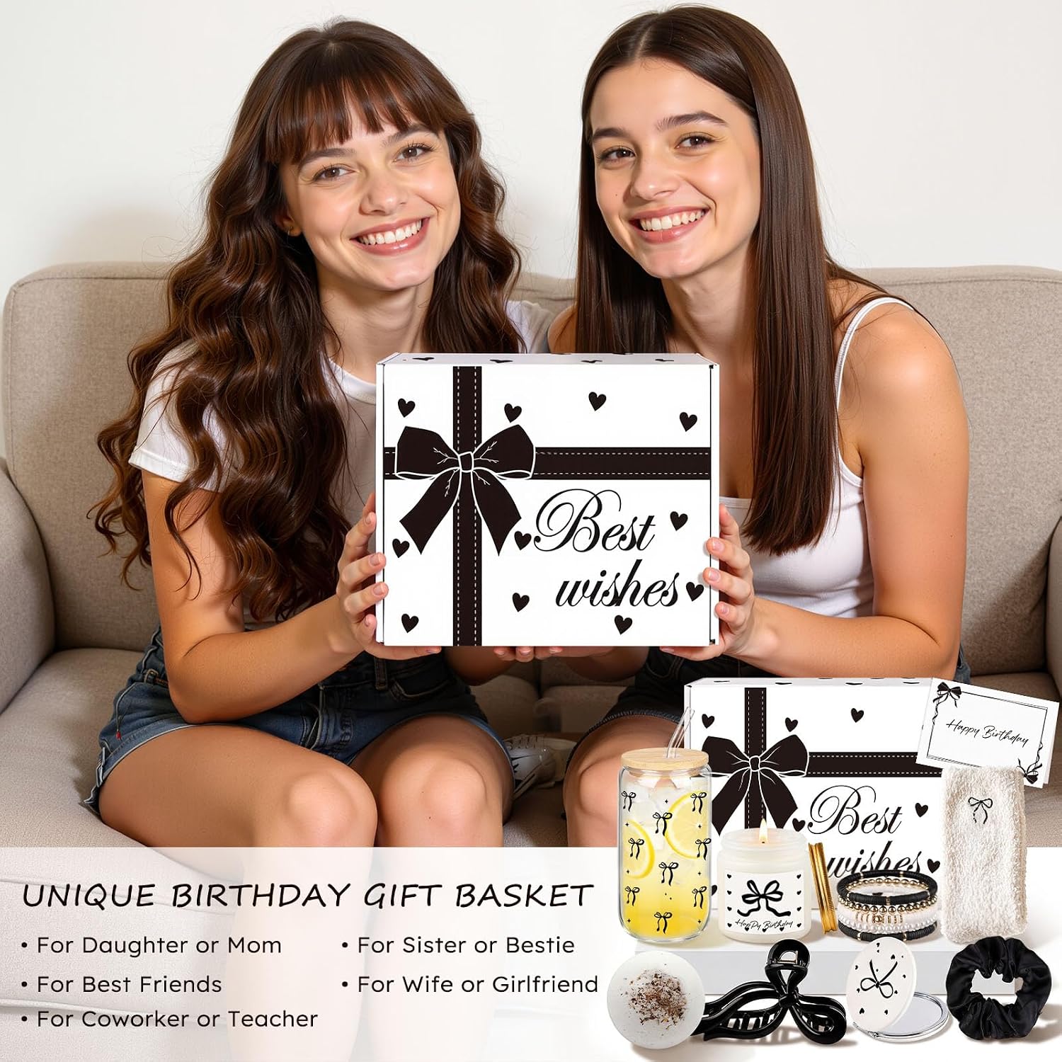 Thumbnail 6 de Elegant Birthday Gifts for Women: Black Bow Self-Care Box with Scented Candle & Home Spa Treats