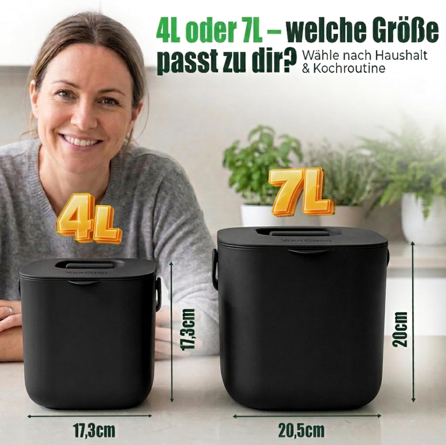 Detalle de YourCasa Biomülleimer Küche 4L 🗑