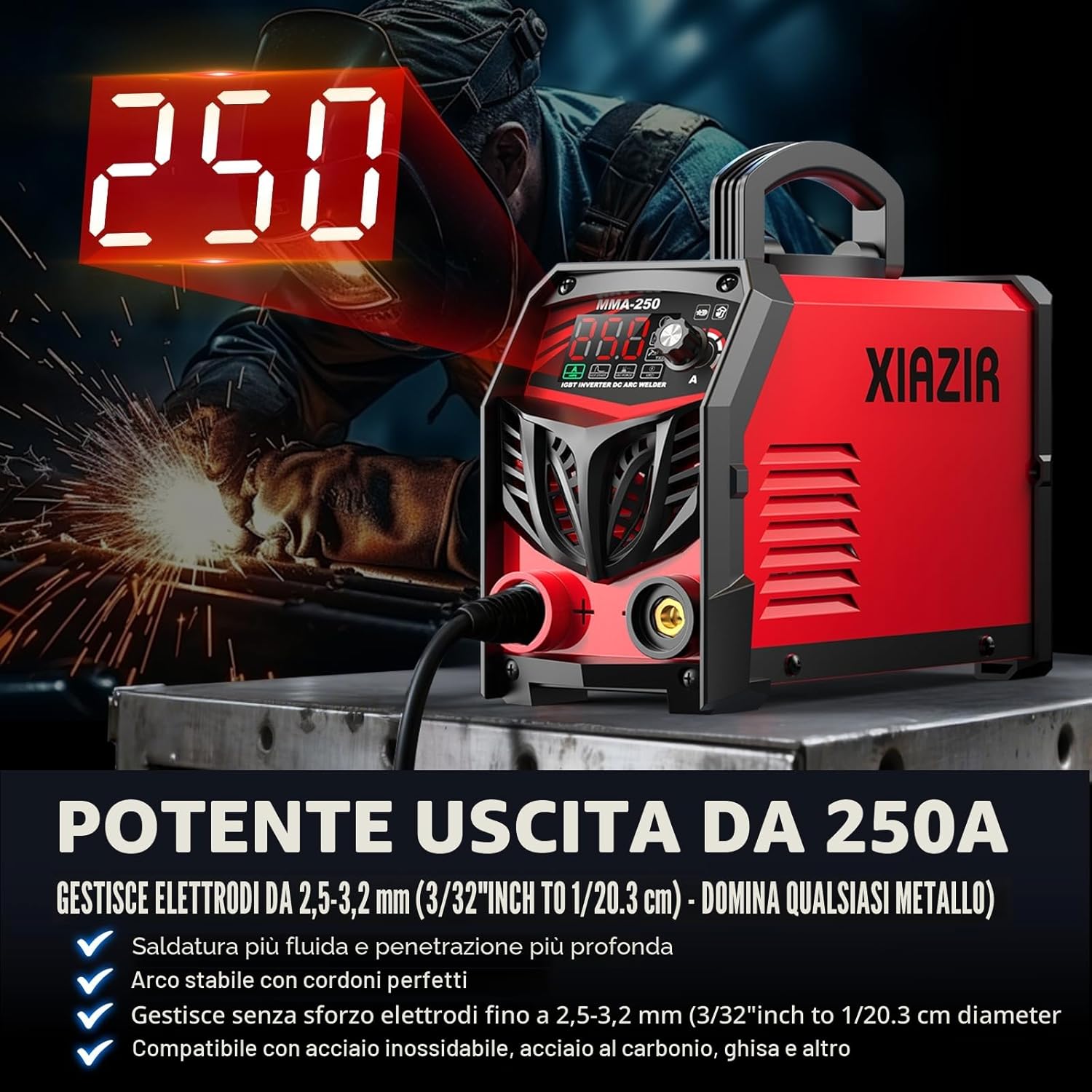 Detalle 2 de XIAZIR Saldatrice 250A 220V con display LED