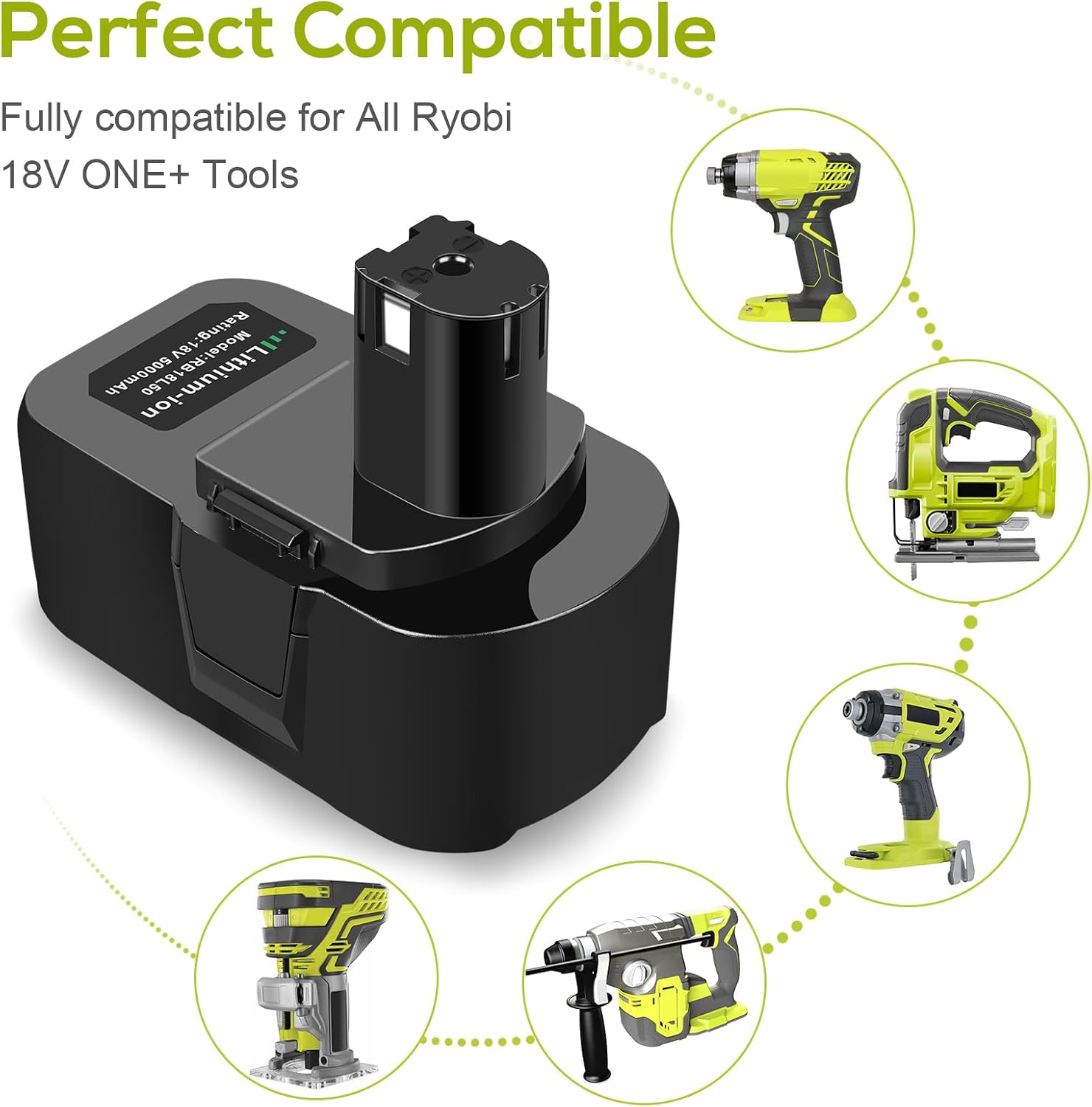 Detalle 2 de ASUNCELL RB18L50 18V 5.0Ah Ryobi replacement battery