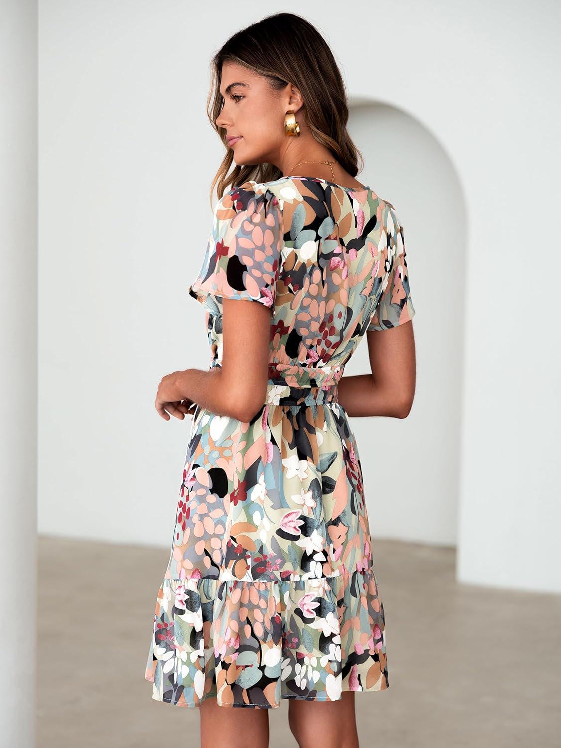 Thumbnail 2 de Simplee Women 2026 Floral Summer Short Dress: Boho-Chic Chiffon A-Line Mini