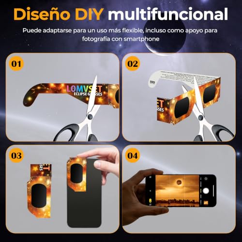 Detalle 2 de Lomvset Pack de 15/30 Gafas Eclipse Solar Homologadas ISO 12312-2 CE