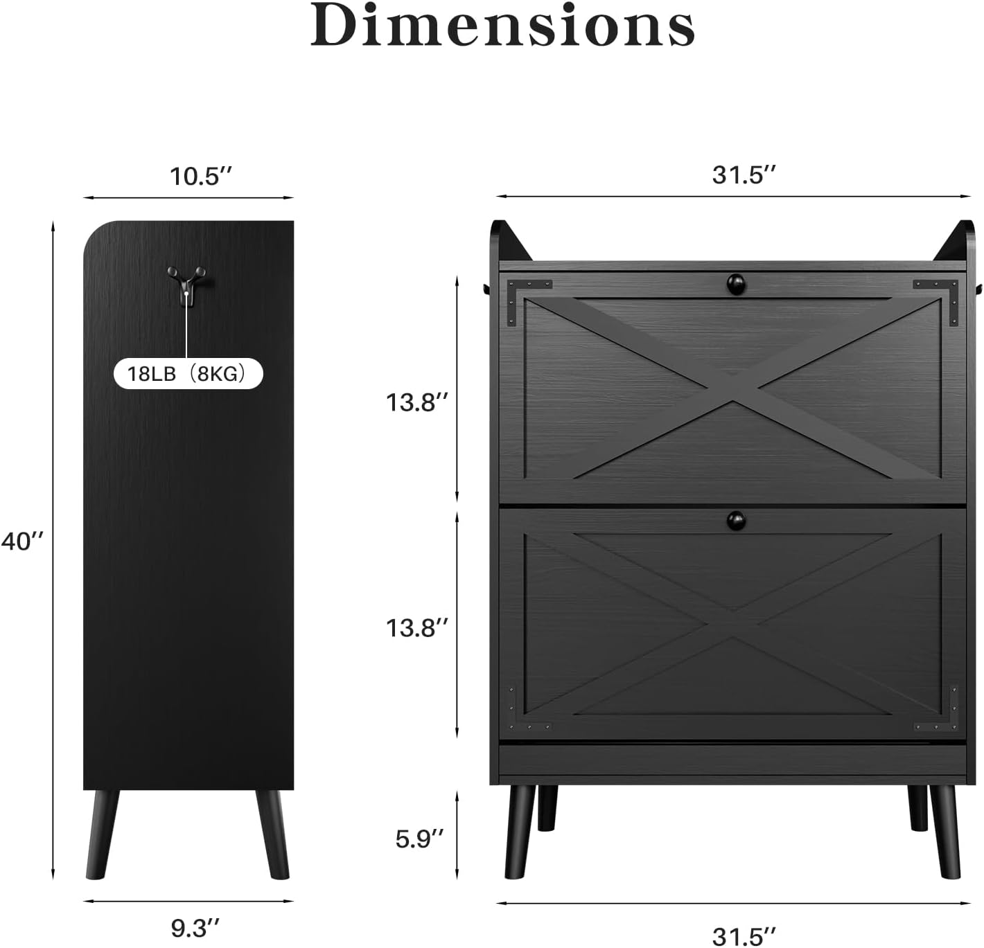 Detalle 2 de Wanfuder Shoe Cabinet with 2 Flip Drawers