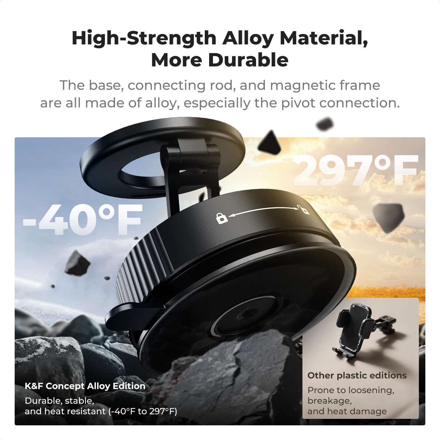 Thumbnail 5 de K&F CONCEPT Magnetic Car Phone Holder with 360° Rotatable Mount