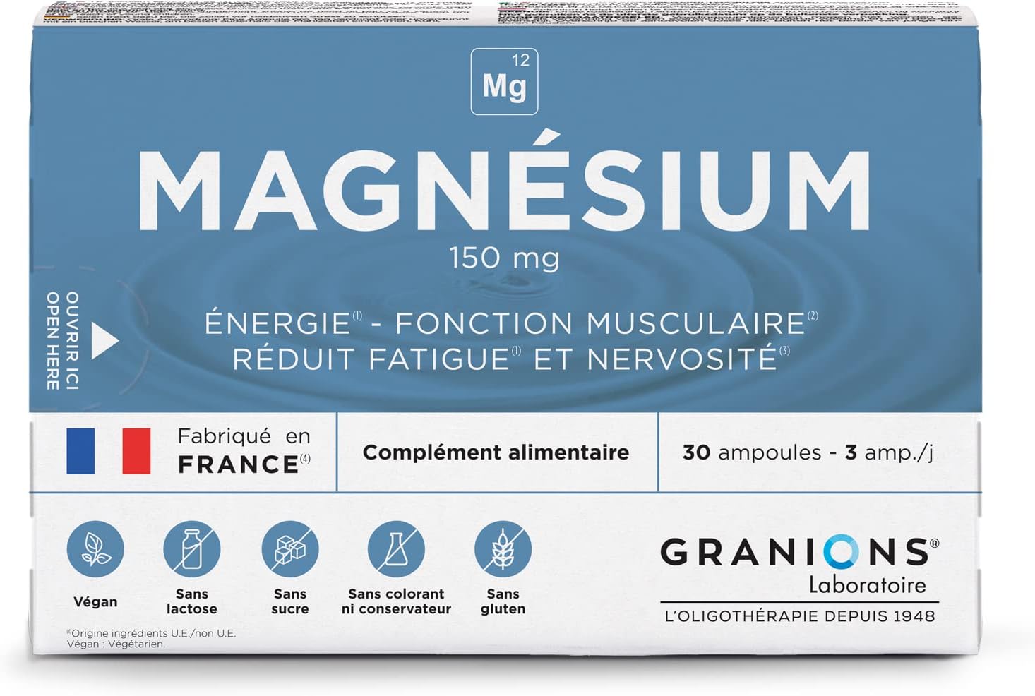 Thumbnail 6 de GRANIONS Magnesium Marin 360 mg – Pillulier 6 mois, Magnésium + Vitamine B6, Anti-stress, 180 comprimés – Laboratoire Granions (France)