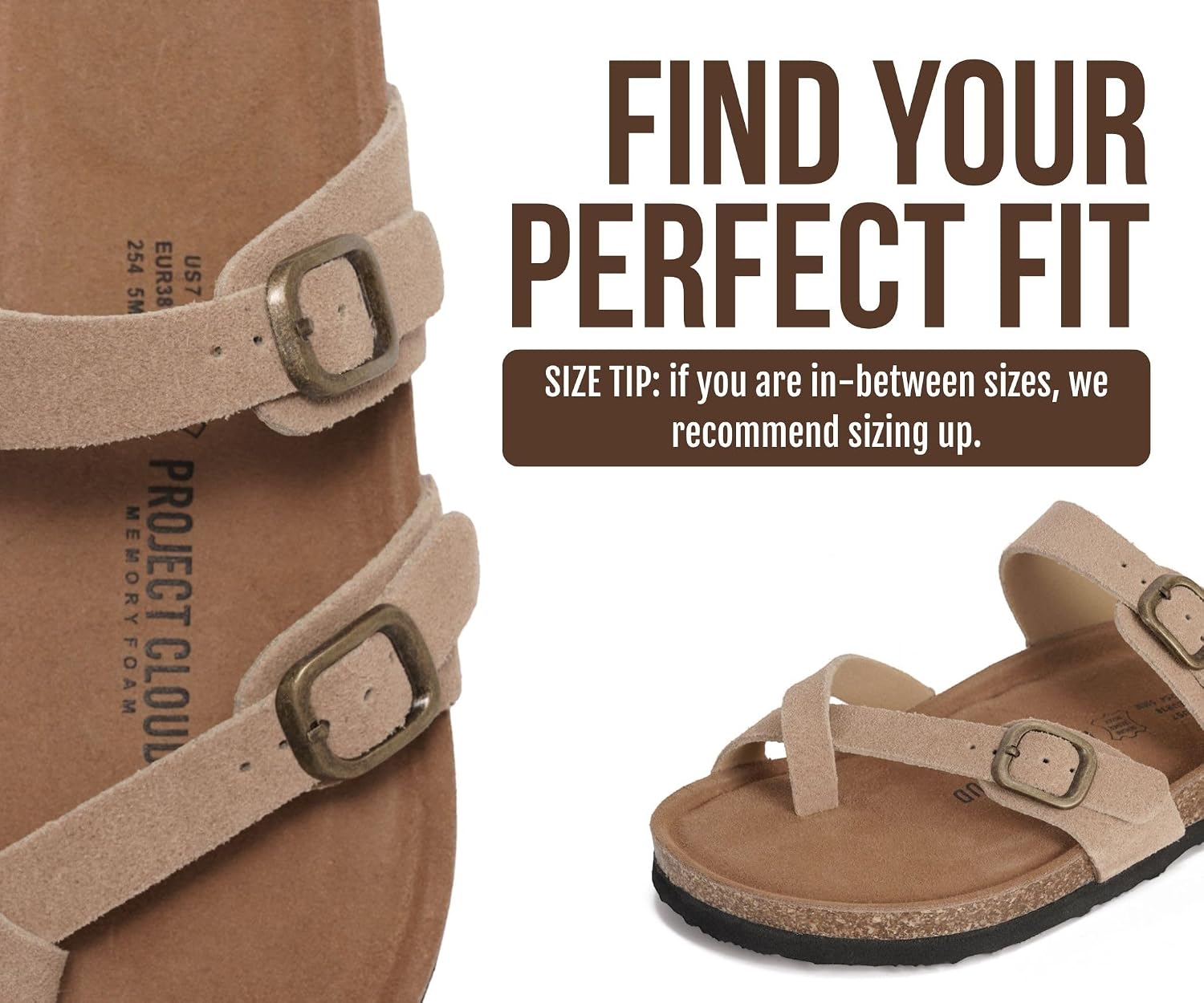 Detalle de Project Cloud 100% Genuine Leather Women's Sandals: Lightweight, Cushioned Memory Foam Slides