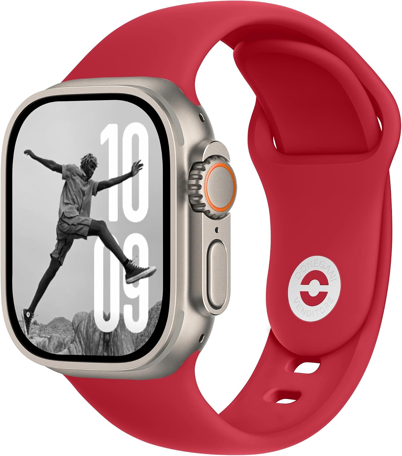 Detalle de DONEGANI SB Apple Watch Armband Ultra 2 – Silikonrot, 40–49 mm, kompatibel mit Series 10 bis Series 1