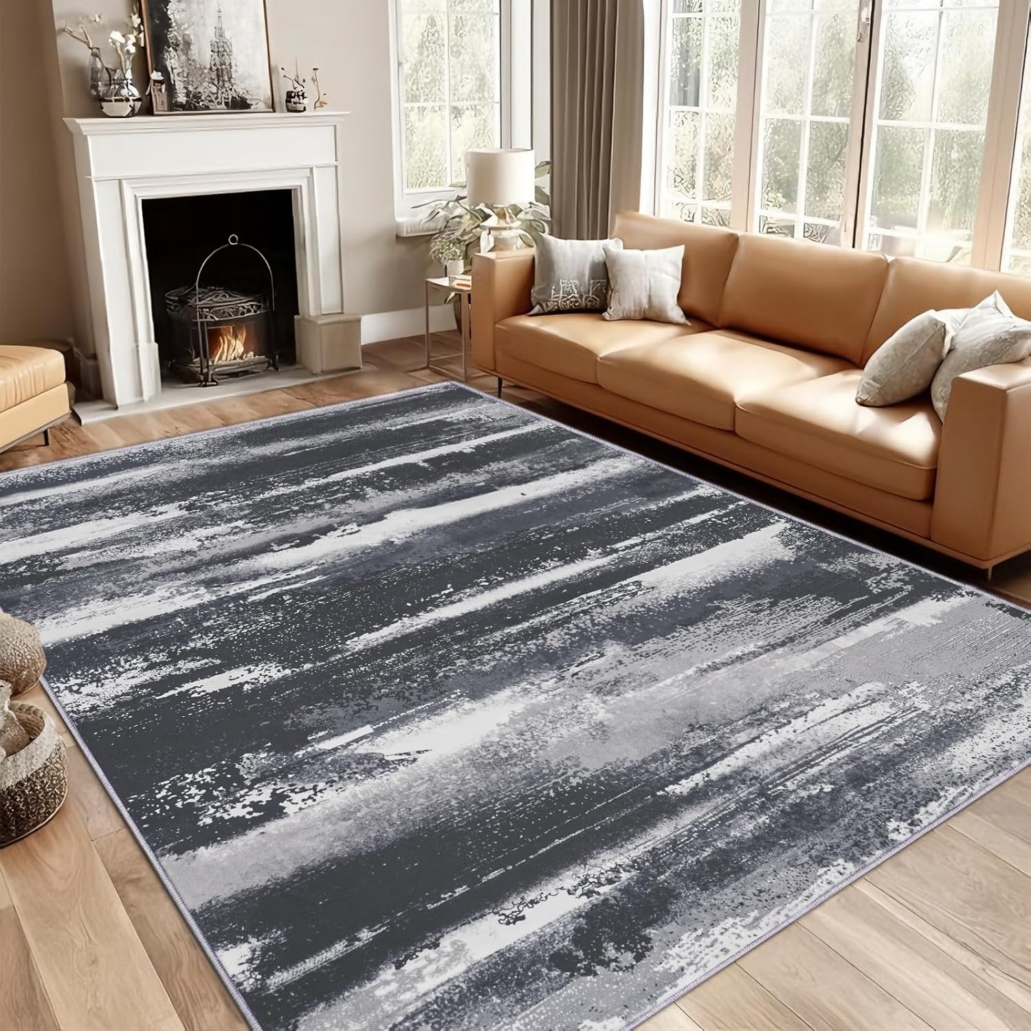 Thumbnail 6 de GthreeD Wohnzimmer Teppich 200 x 300 – Abstrakte Farbenspiele in Grau