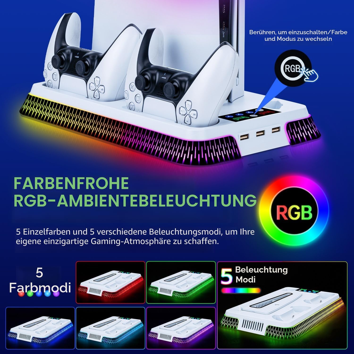 Thumbnail 4 de Tolesum PS5 Standfuß mit Kühlung, Dual-Laden