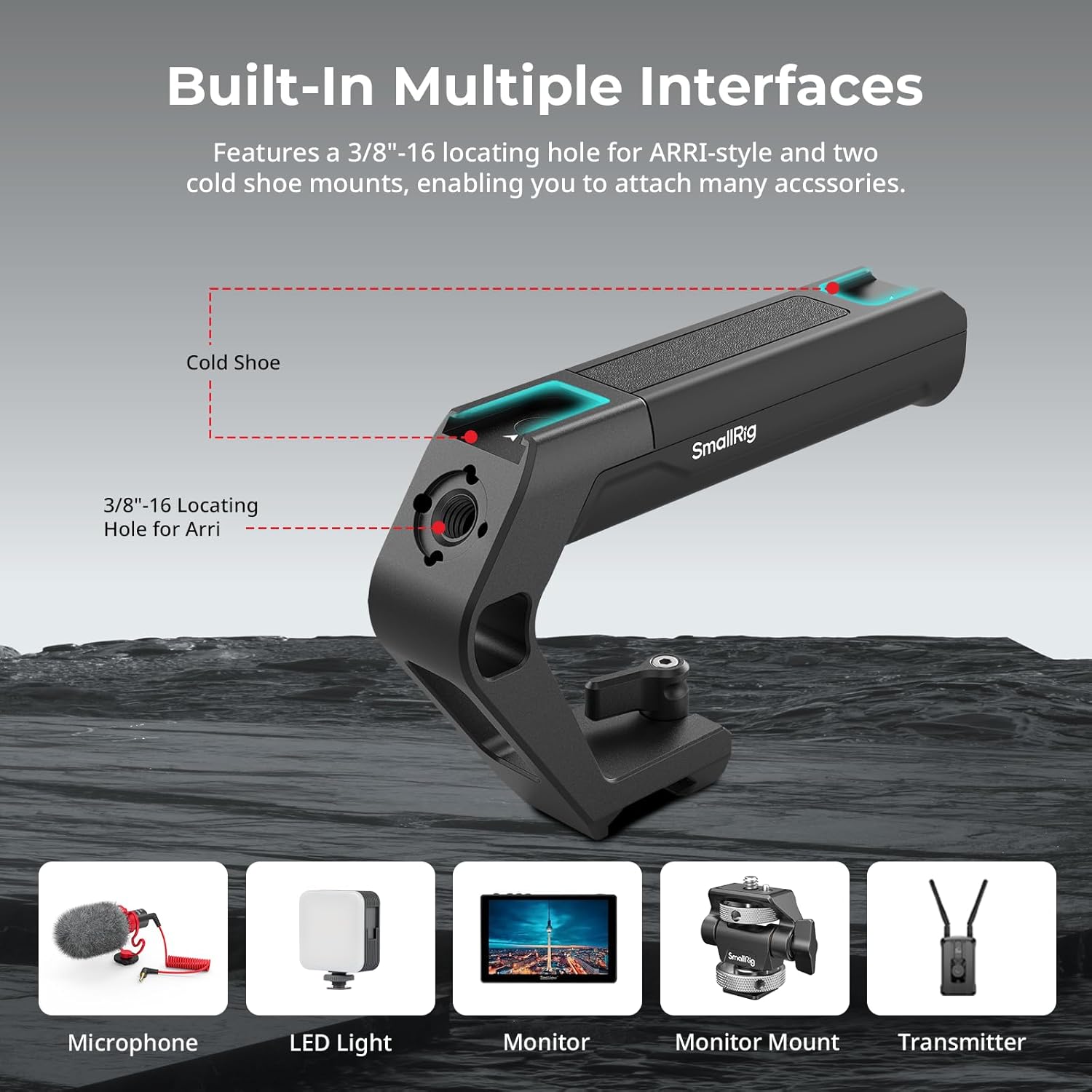 Detalle de SMALLRIG Manico leggero NATO con morsetto superiore – impugnatura compatta da 119 g