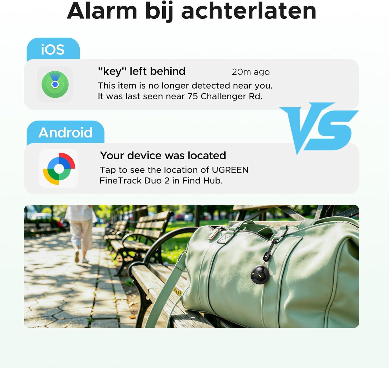 Detalle 2 de UGREEN FineTrack Duo 2 voetbaltracker met alarm van 110 dB en IP68