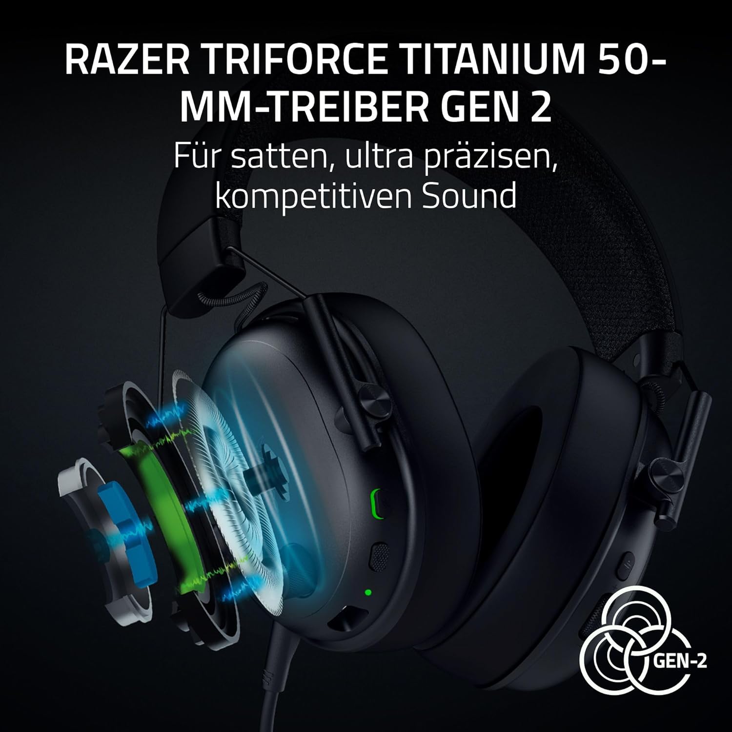 Detalle 2 de Razer BlackShark V3 – Kabelloses E-Sport-Headset für präzisen Sound am PC/Mac