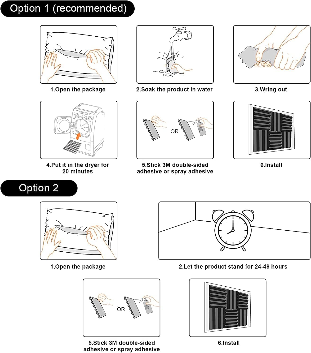Thumbnail 6 de JBER 12 Pack Acoustic Foam Panels (1" x 12" x 12"), 30 kg/m³, Black
