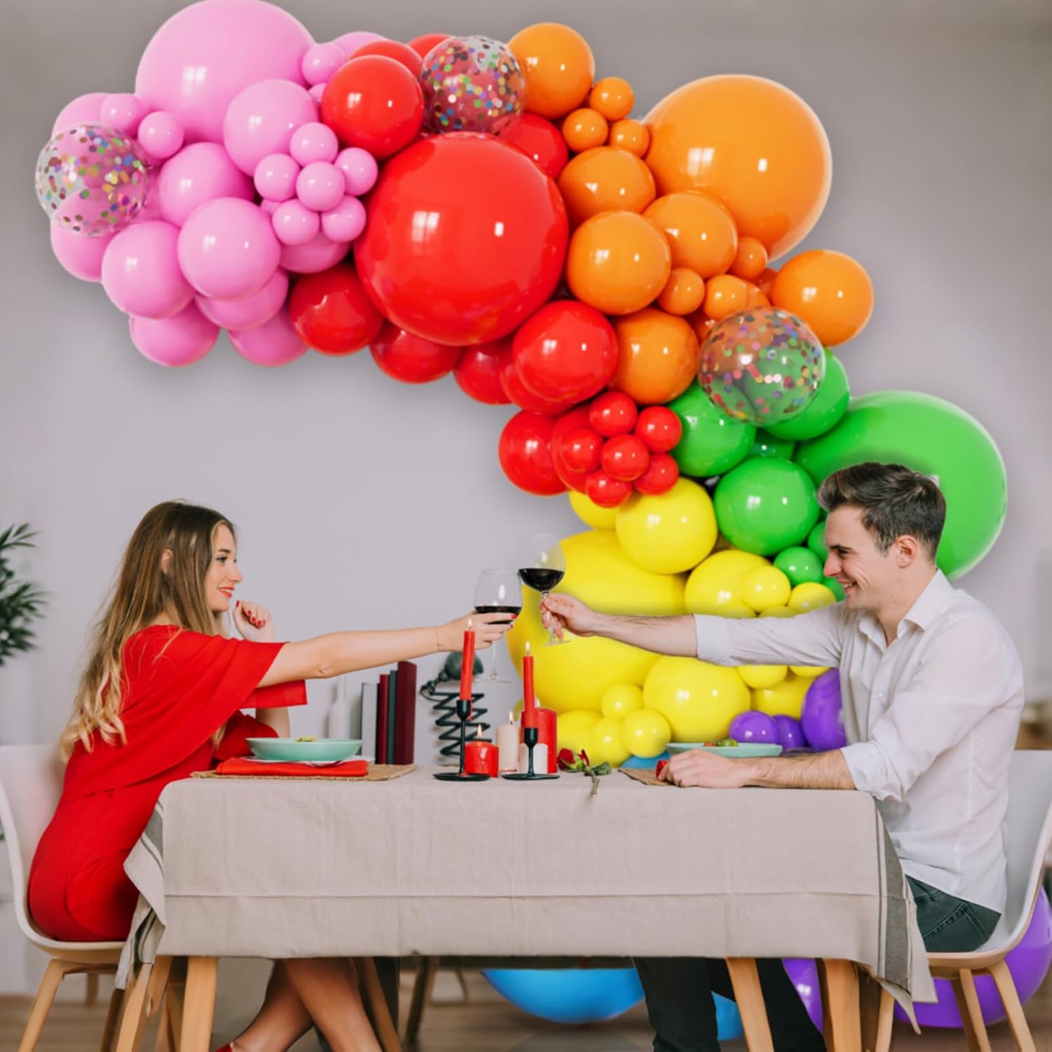 Thumbnail 6 de 162-Piece Colorful Rainbow Balloons Arch Kit for Parties (Rainbow Balloon Garland)
