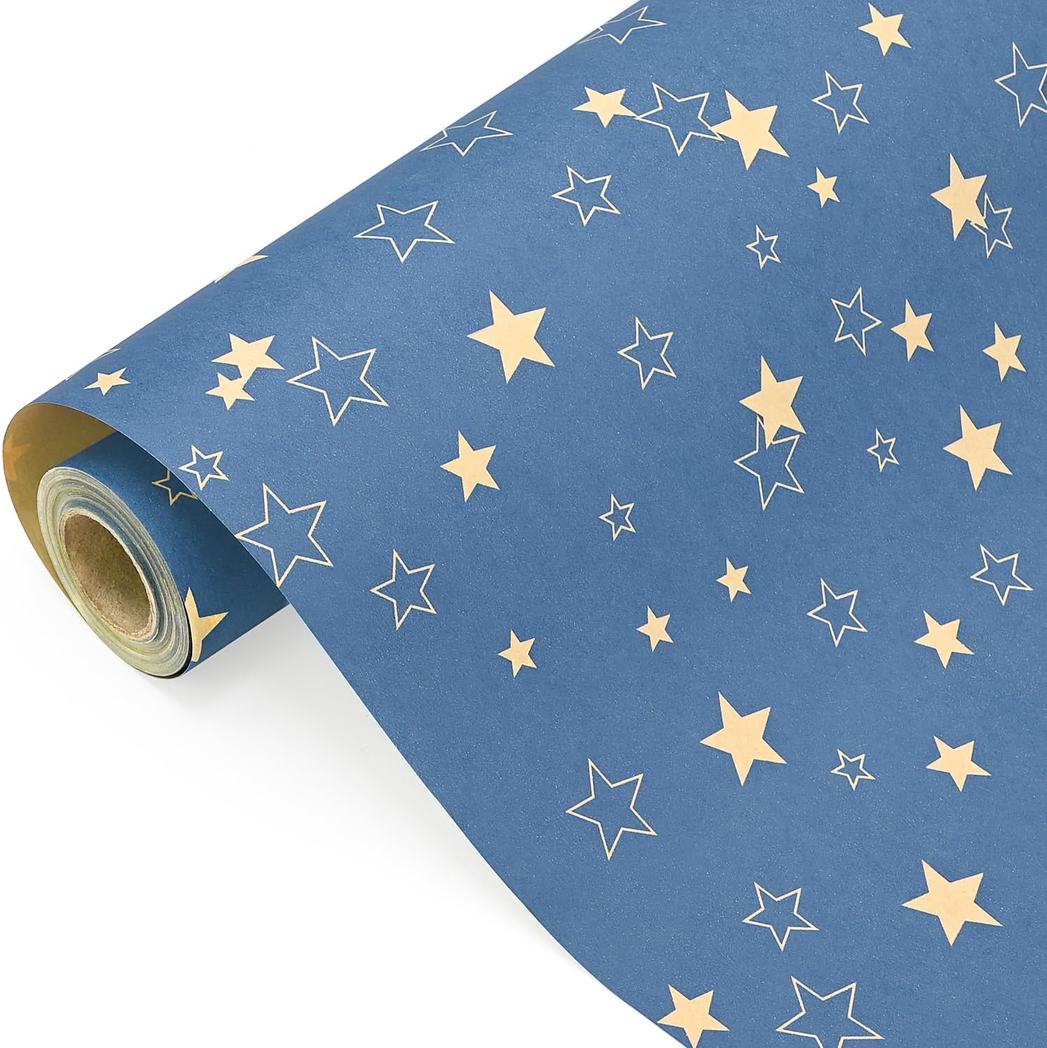 Huge Blue Kraft Paper Roll With Star: 70cm x 15m Gift Wrap for Birthdays, Xmas and More