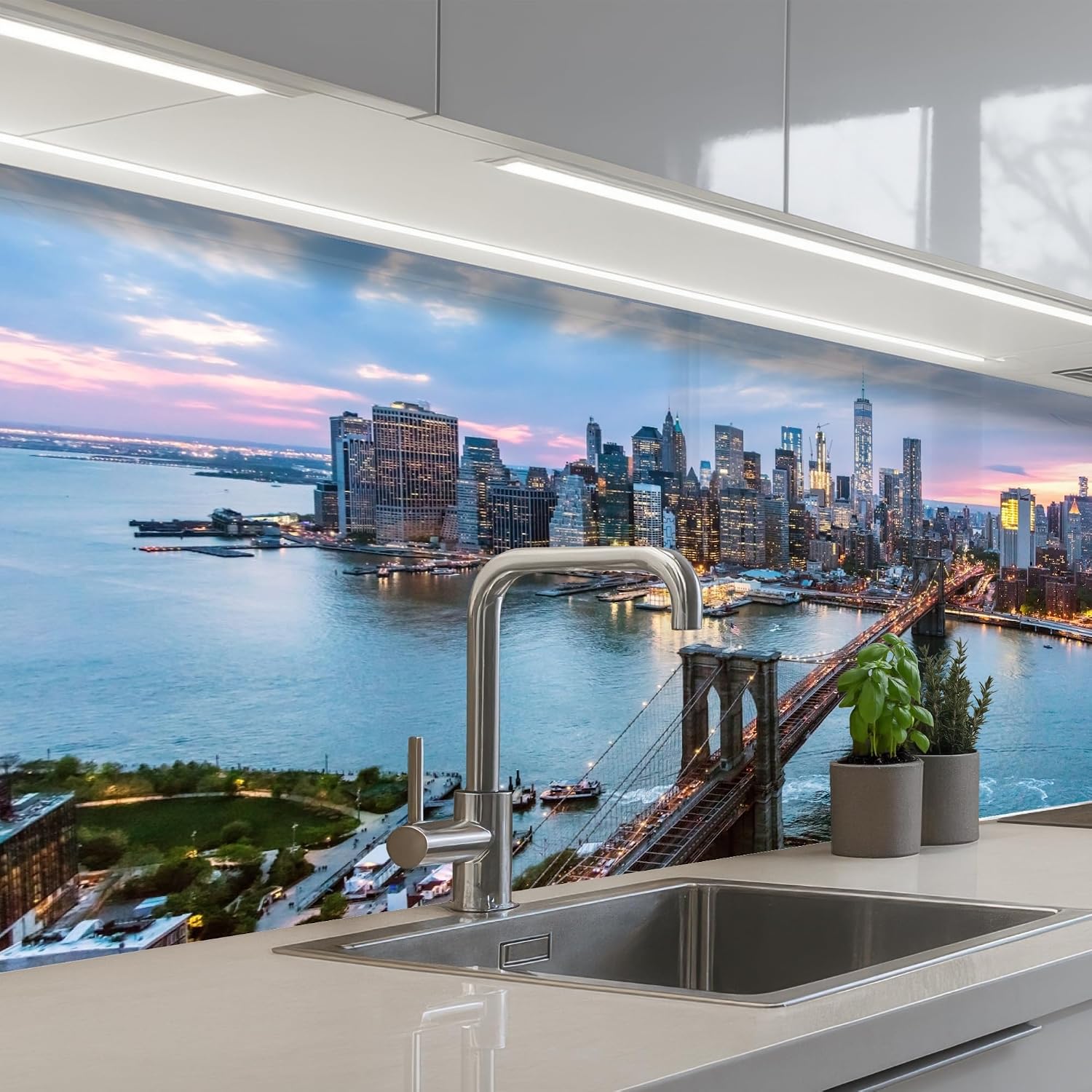 Detalle de KitchenYeah New York - Skyline keukenachterwand 80 x 150 cm, zelfklevend kunststof