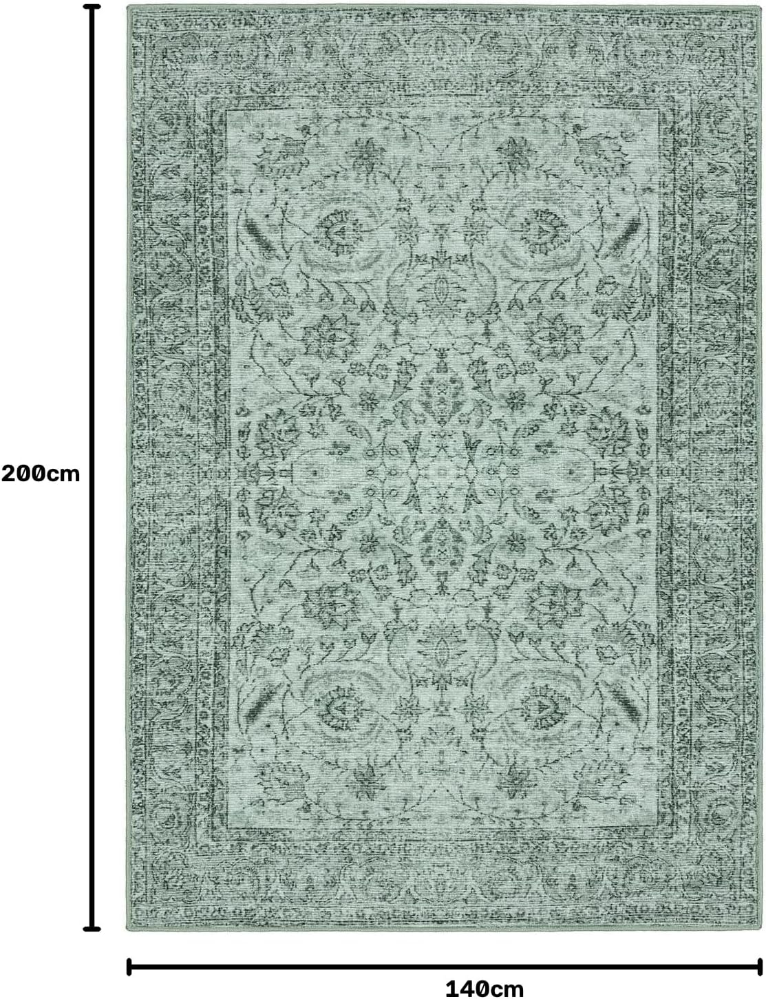 Detalle 2 de RugVista Vintage Siena 120766 tapijt 140 x 200 cm, groen, laagpolig