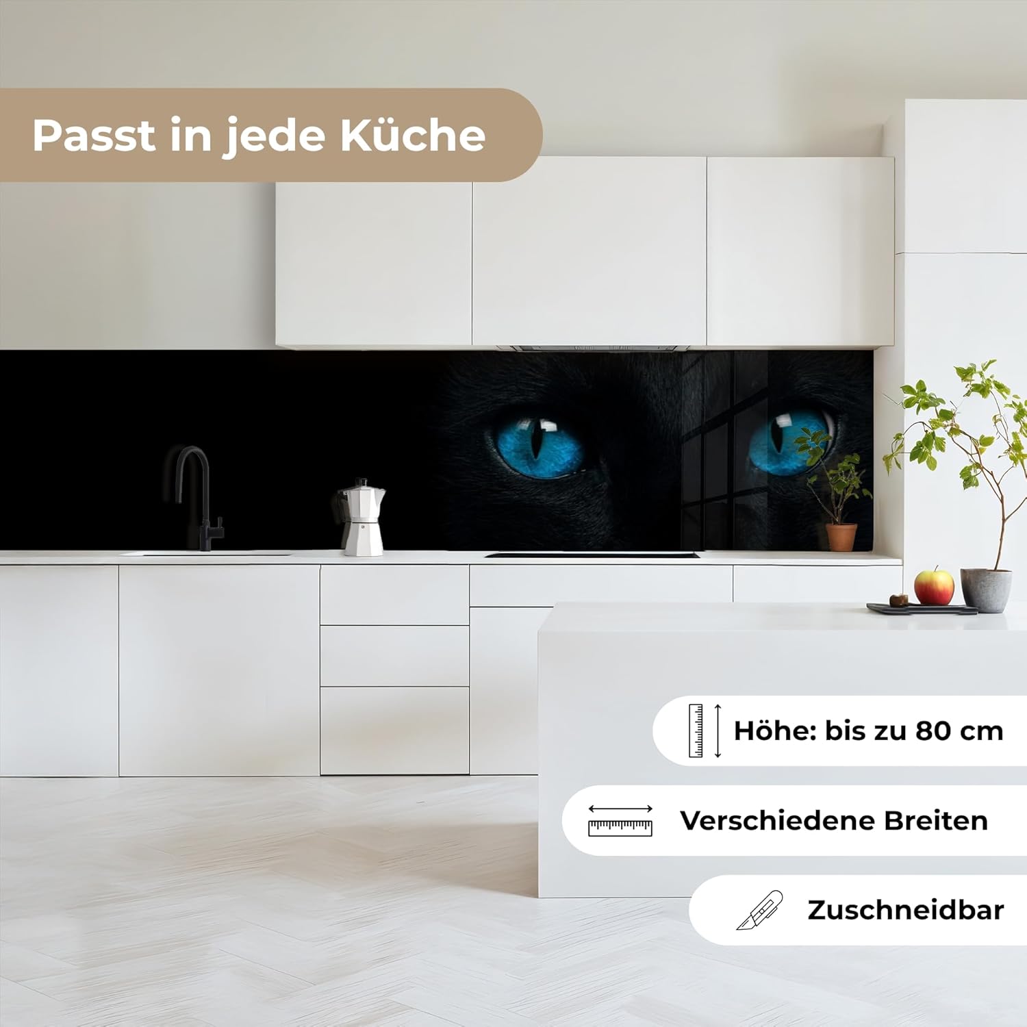 Detalle 2 de KitchenYeah Rückwand Küche 80x500 cm – selbstklebender Rückwandschutz mit Glasoptik-Design
