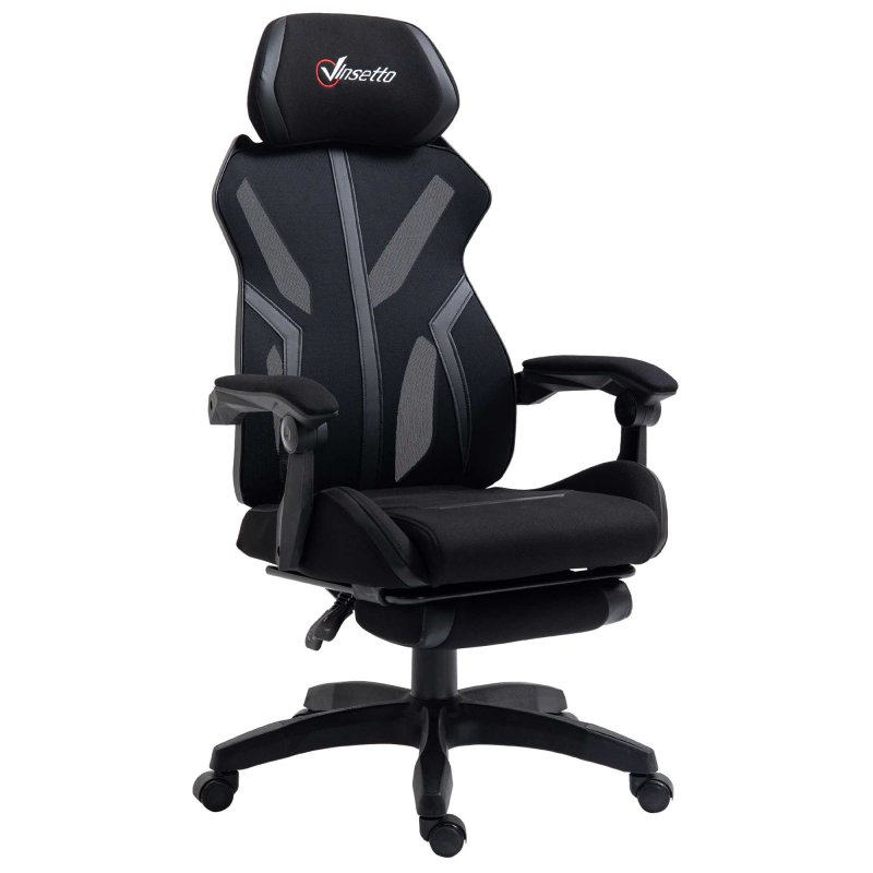 Detalle de Vinsetto Silla Gaming con Altura Ajustable Negra: ergonómica, práctica y compacta