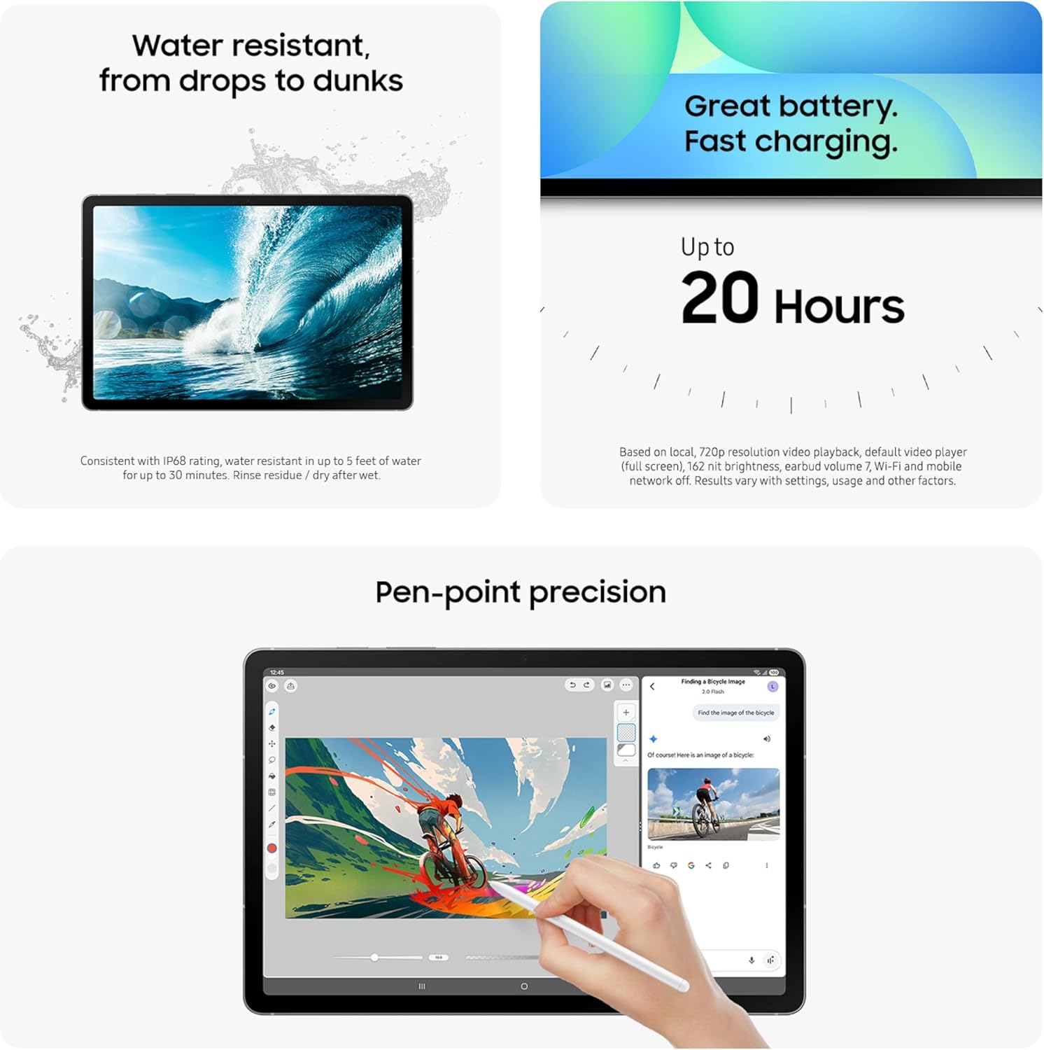 Thumbnail 3 de Samsung Galaxy Tab S10 FE (WiFi, 256GB) with S Pen — IP68 water resistant, 90Hz display