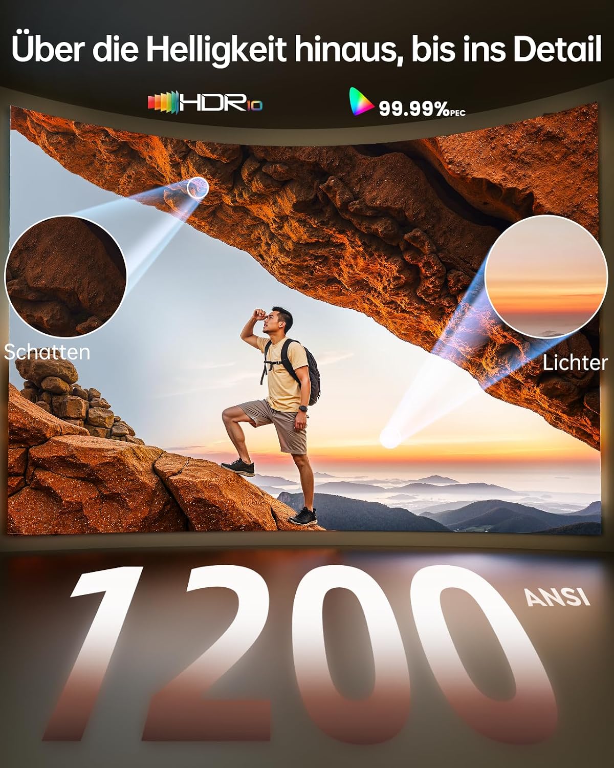 Thumbnail 2 de TOPTRO A1 Smart Beamer – Netflix-kompatibel, 1000 ANSI, Dolby Audio, Autofokus & 6D Keystone