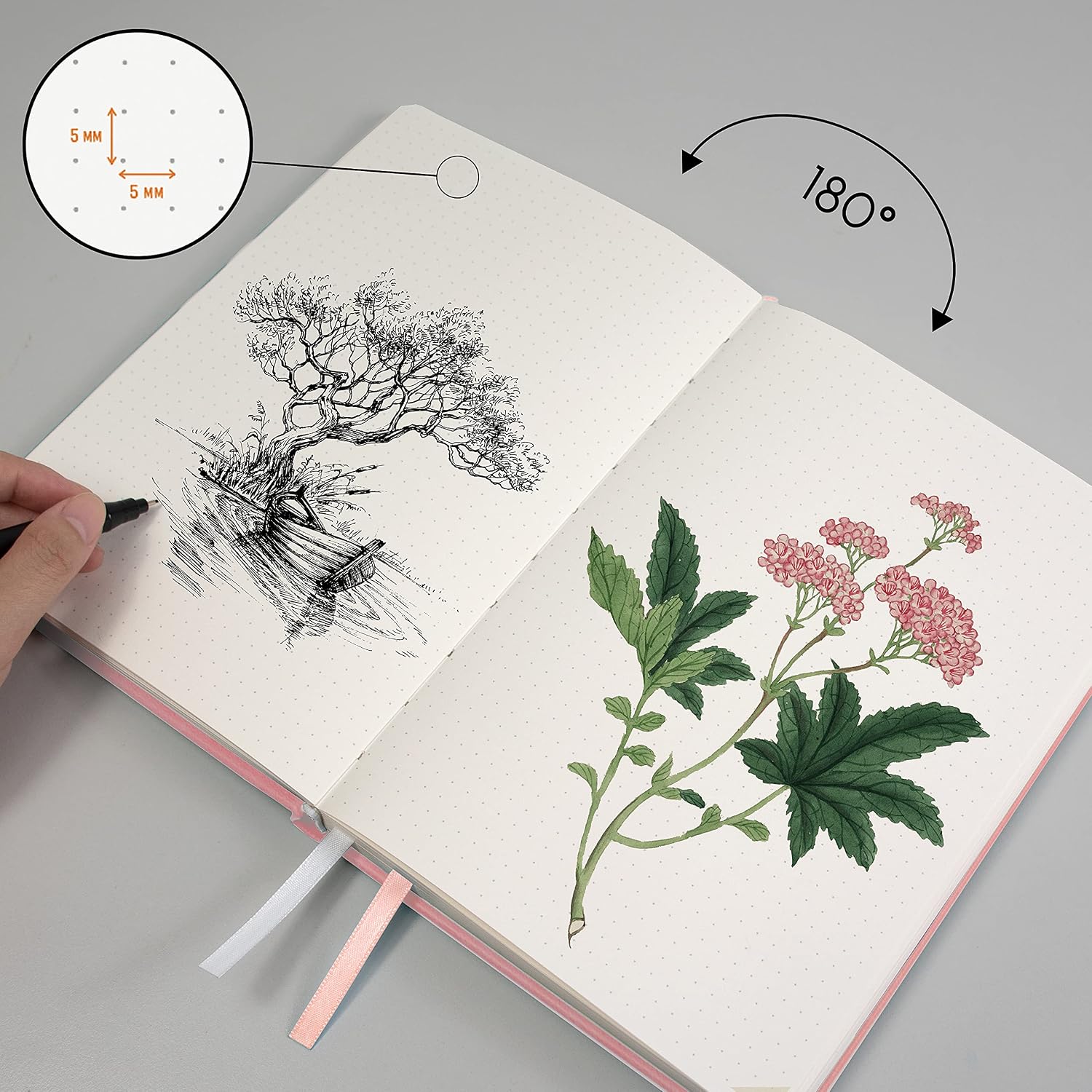 Detalle 1 de STATIONERY ISLAND Bullet Dotted Journal A5 (Hardcover, 120gsm) – Thick dotted notebook with pocket