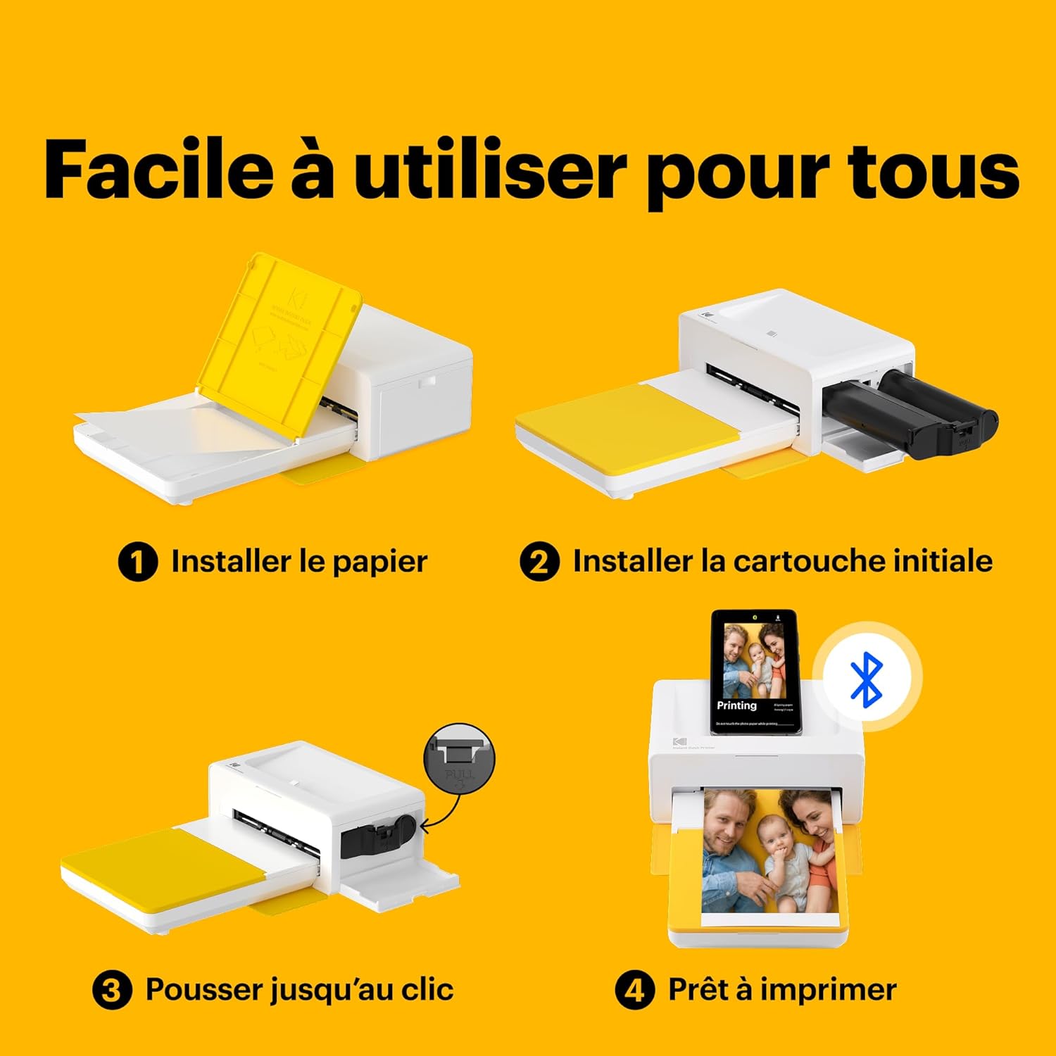Thumbnail 4 de Kodak Dock Plus 4Pass Imprimante Photo (10x15 cm) avec Pack de 50 Feuilles (10 + 40) – couleur jaune