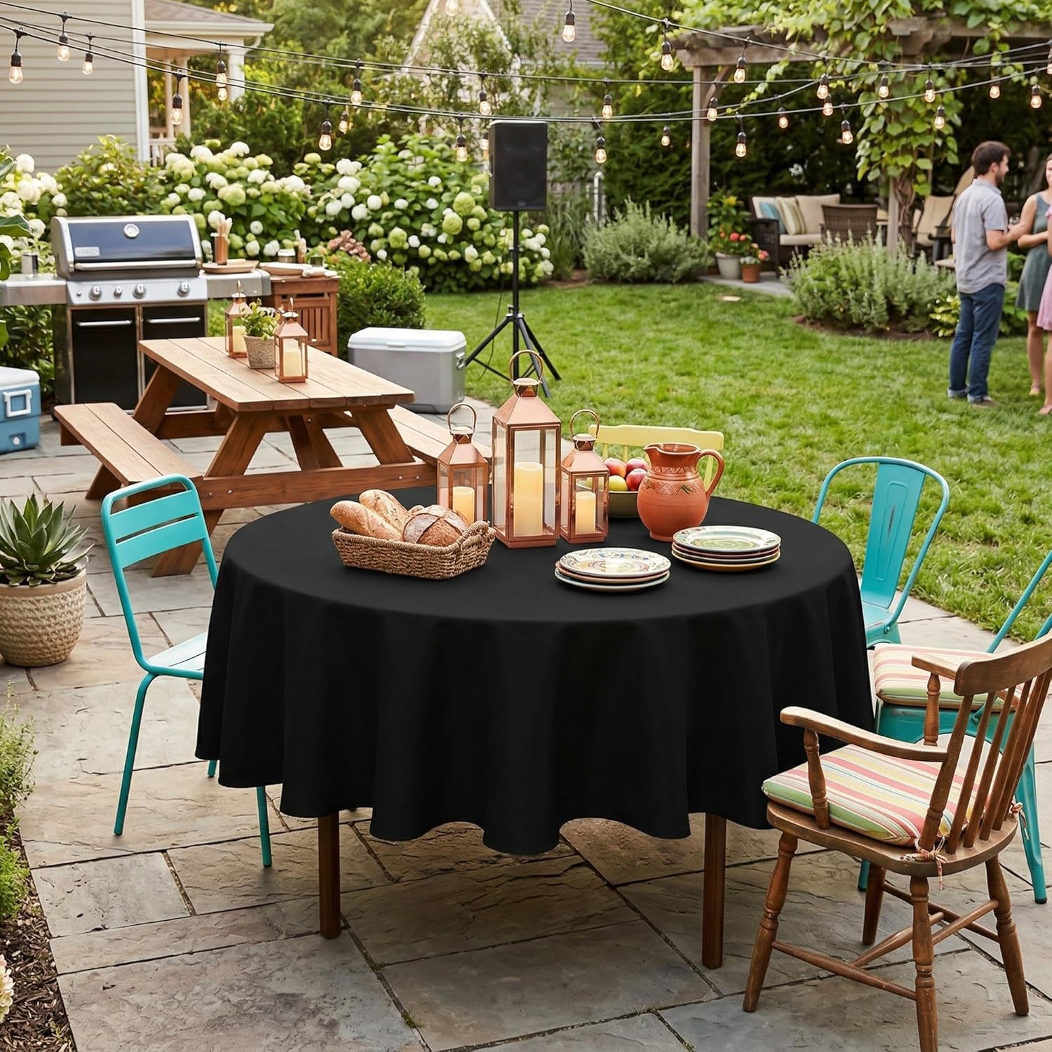 Thumbnail 2 de Sancua Round Tablecloth (70 Inch) Water-Resistant, Washable Polyester Table Cover in Black
