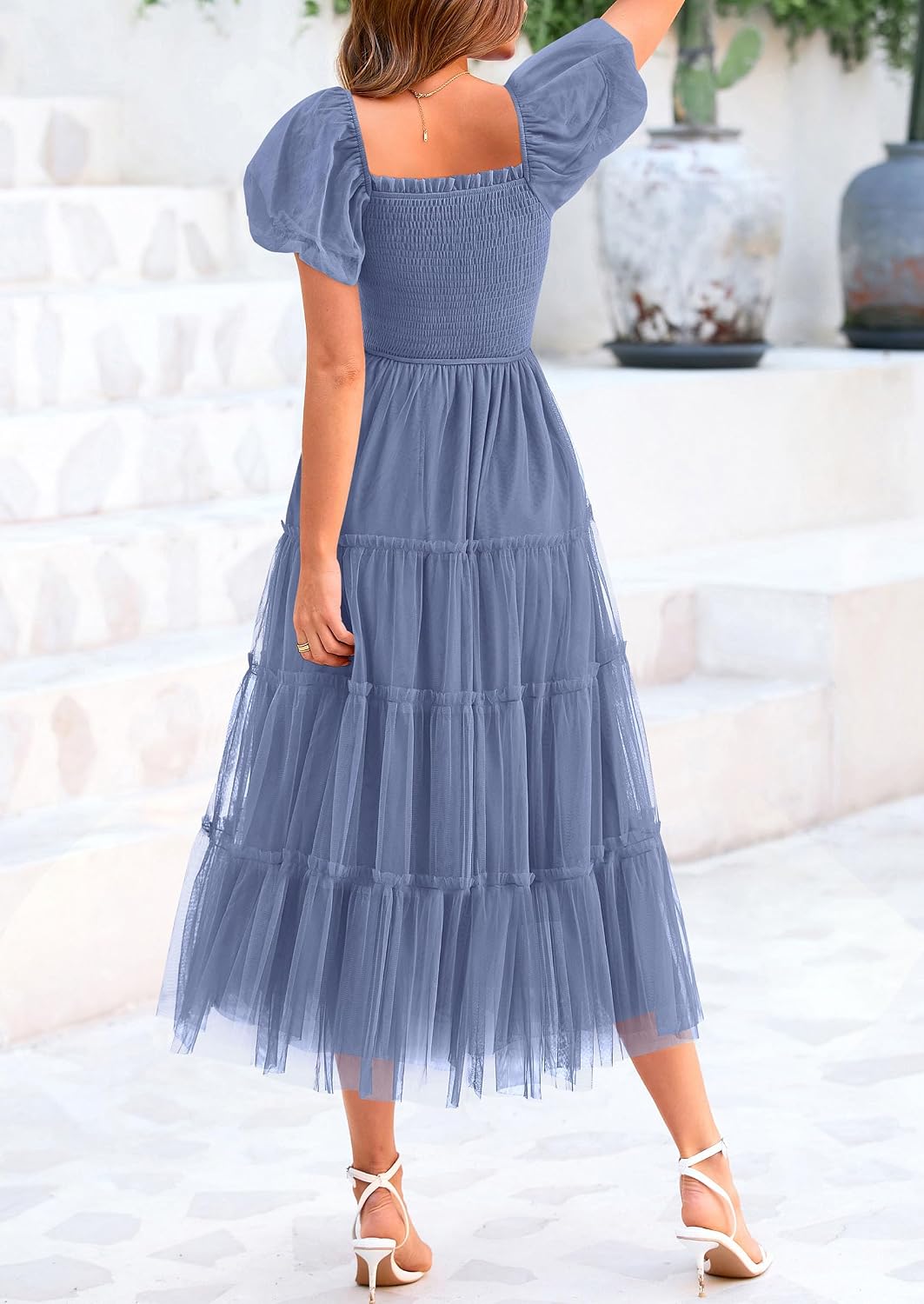 Detalle 2 de PRETTYGARDEN Smocked Midi Tulle Dress 2026