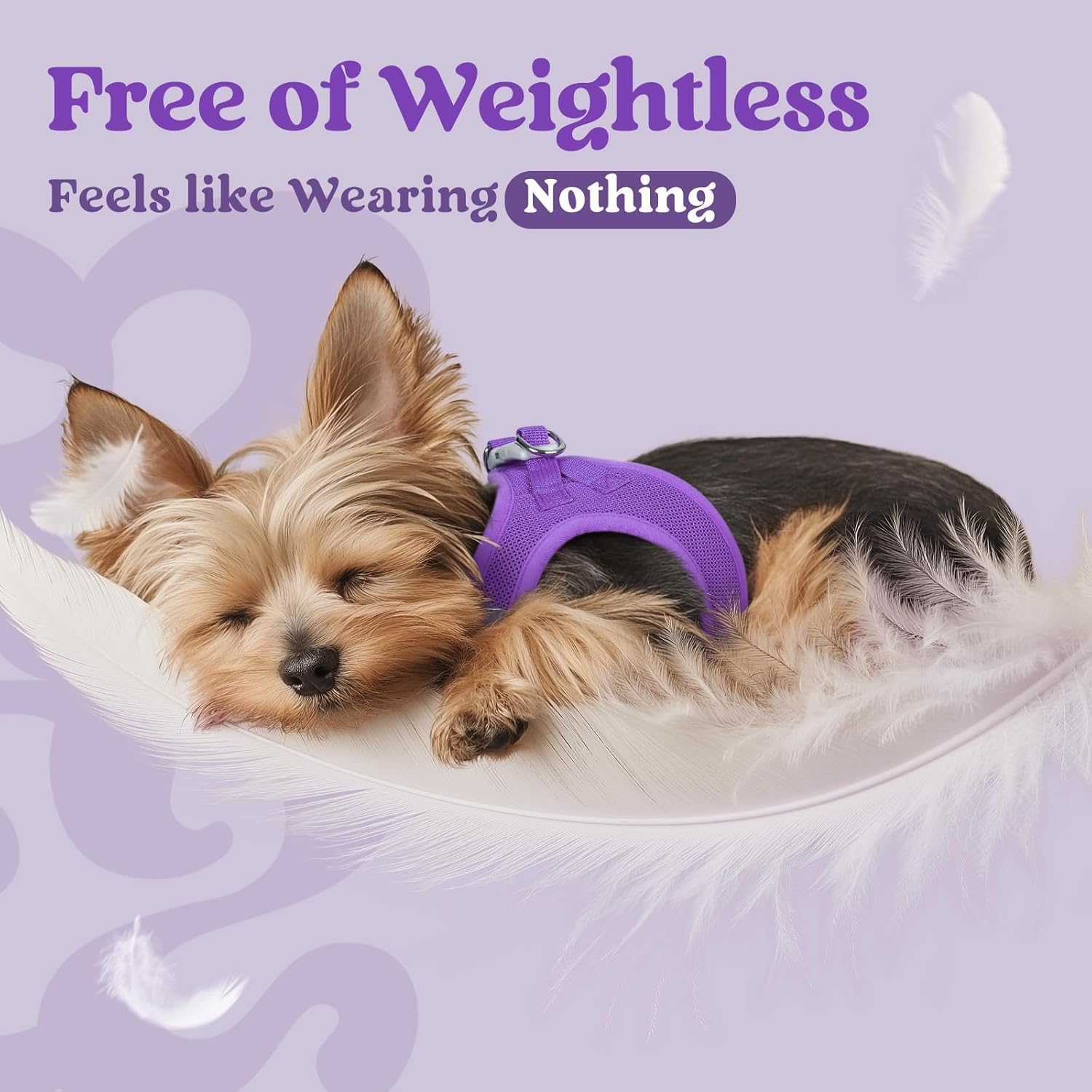 Detalle de rabbitgoo XXS Dog Harness for Tiny Dogs – Step-in Soft Mesh, Reflective, Purple