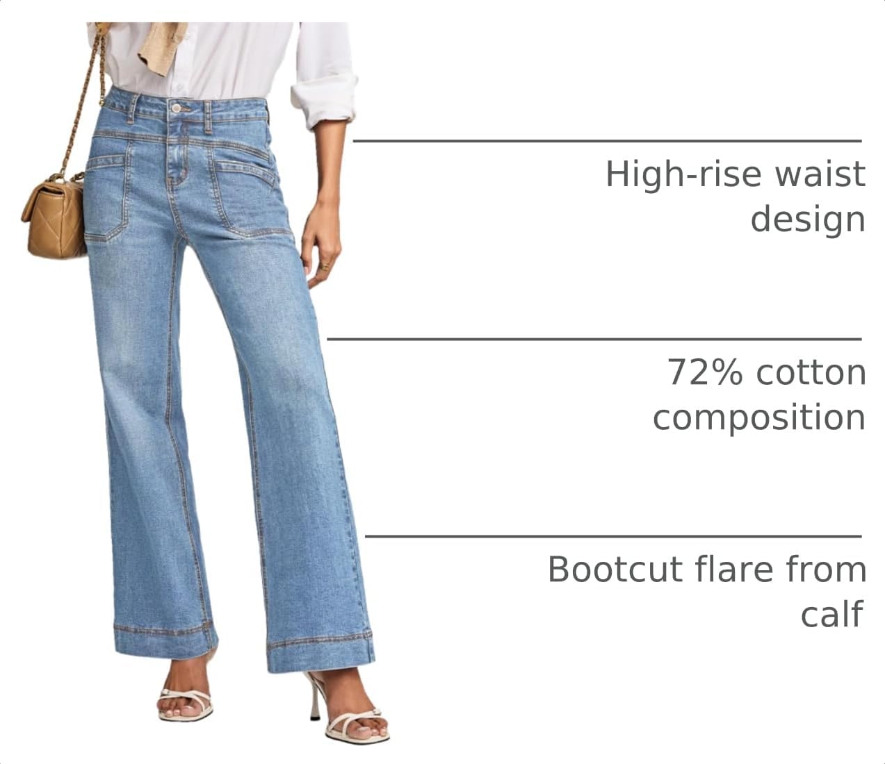 Detalle 2 de EVALESS Womens Jeans Wide Leg High-Waisted 2025