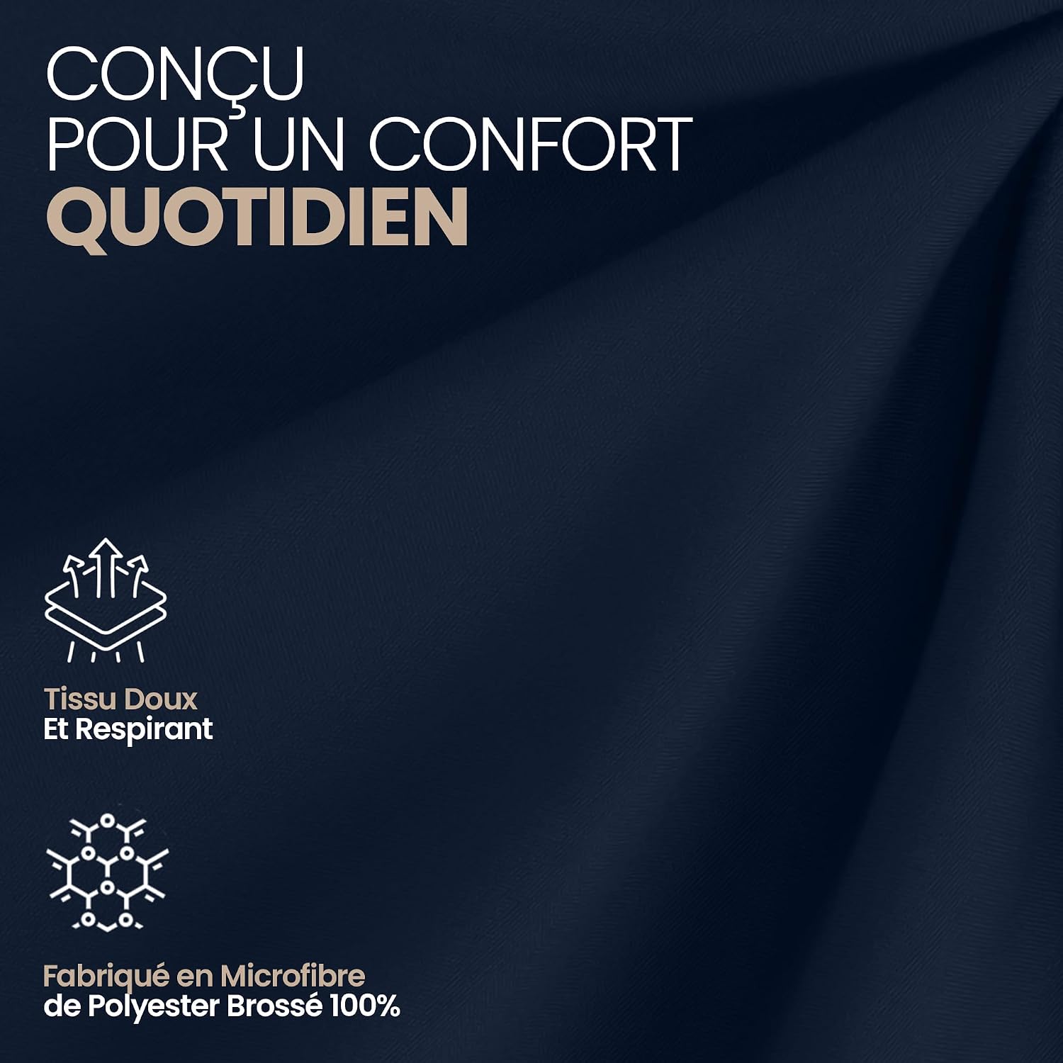 Thumbnail 6 de Utopia Bedding 180 x 200 cm Drap Housse Bleu Marine