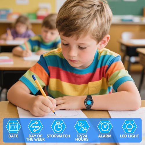 Detalle de Edillas Numérique Montre Enfant – 7 à 18 ans, robuste et légère
