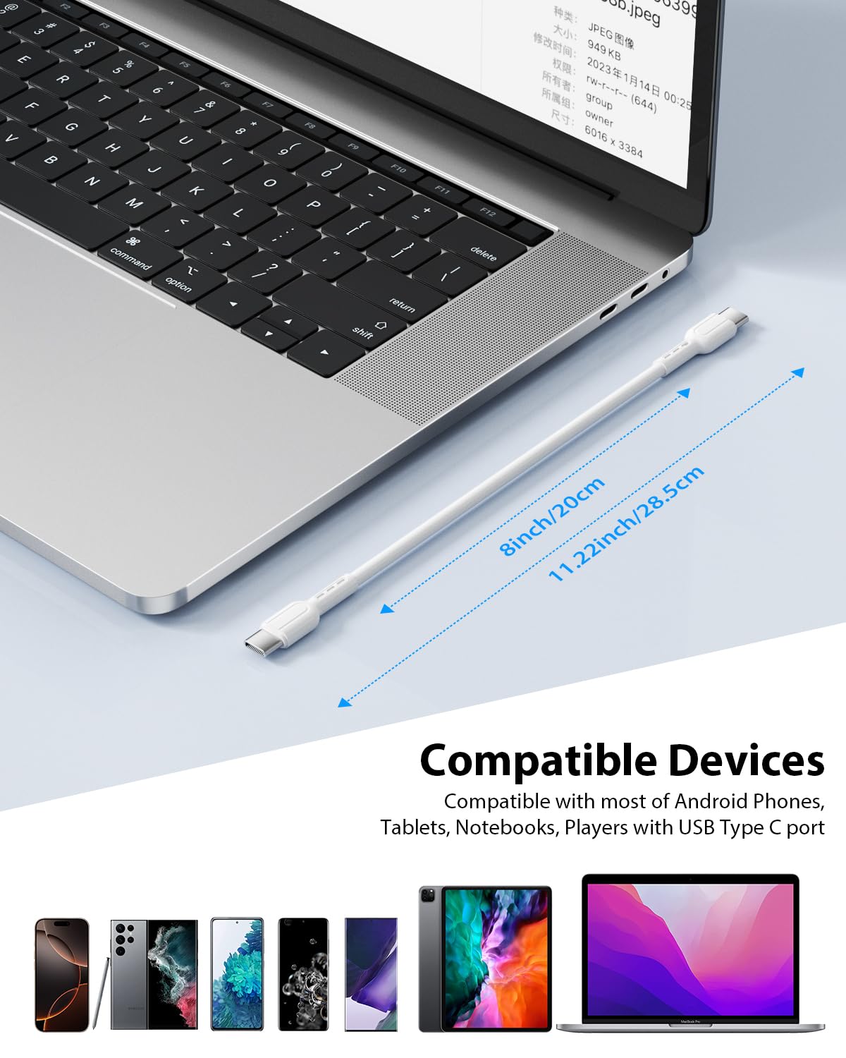 Thumbnail 6 de SooPii 10er-Pack USB‑C-auf‑USB‑C-Kabel (20 cm), 60 W Schnellladekabel – kurz für Powerbank, Ladestation & Co.