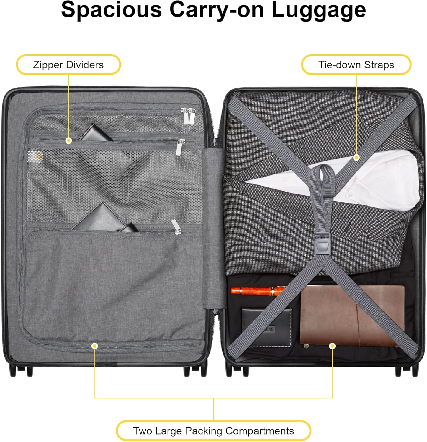 Detalle de LEVEL8 Handgepäck Koffer mit Laptopfach – 55 cm, 40 L, Hartschale Blau